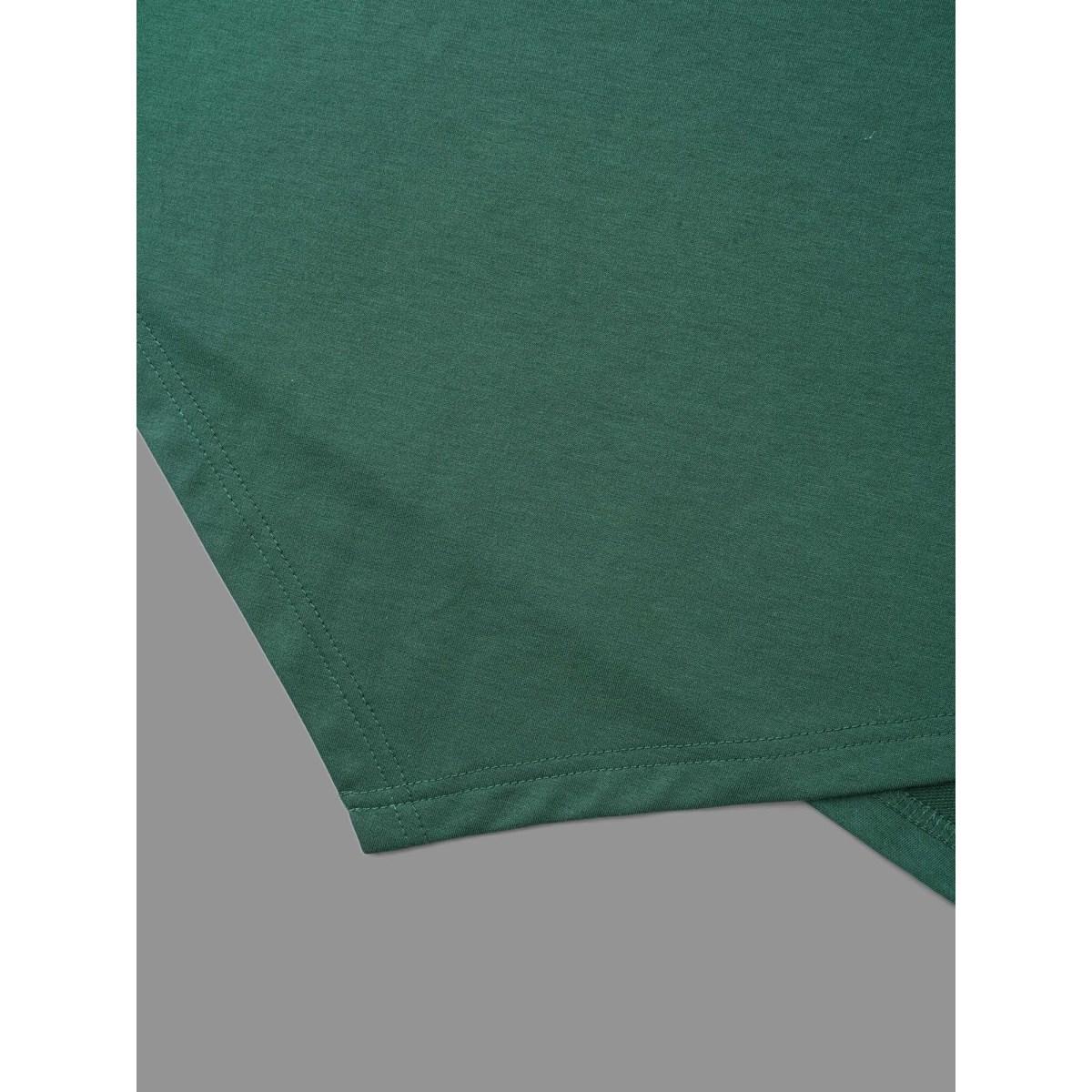 Plus Size Hooded Drawstring Asymmetrical Hem Sweatshirt Women DarkGreen Casual Drawstring Loose Hooded Everyday Sweatshirts BloomChic 14-16/1X Product Image