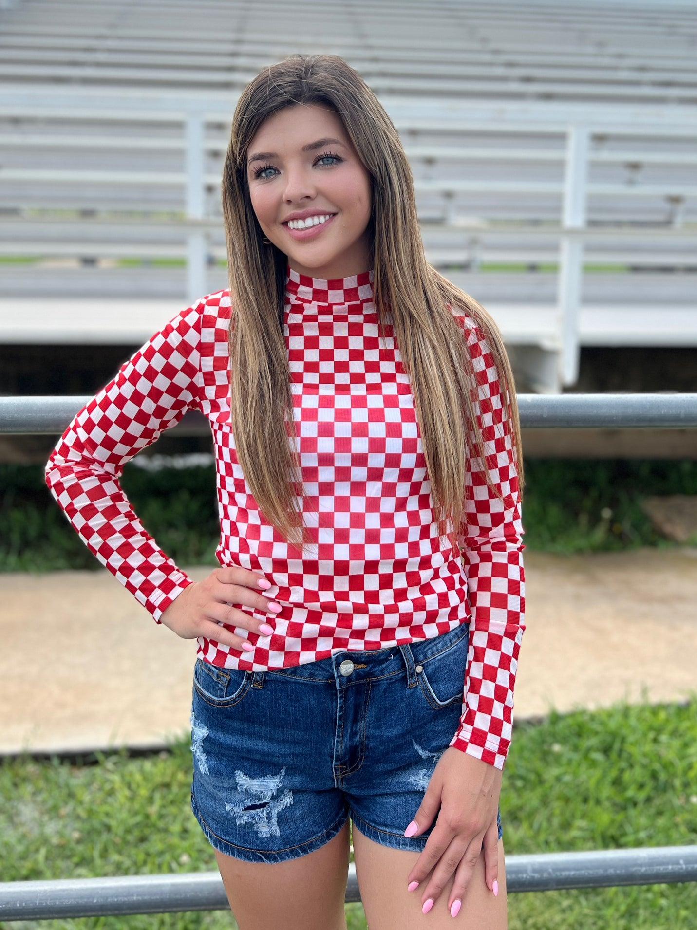 Sterling Kreek Pep Rally Red Mesh Top Product Image