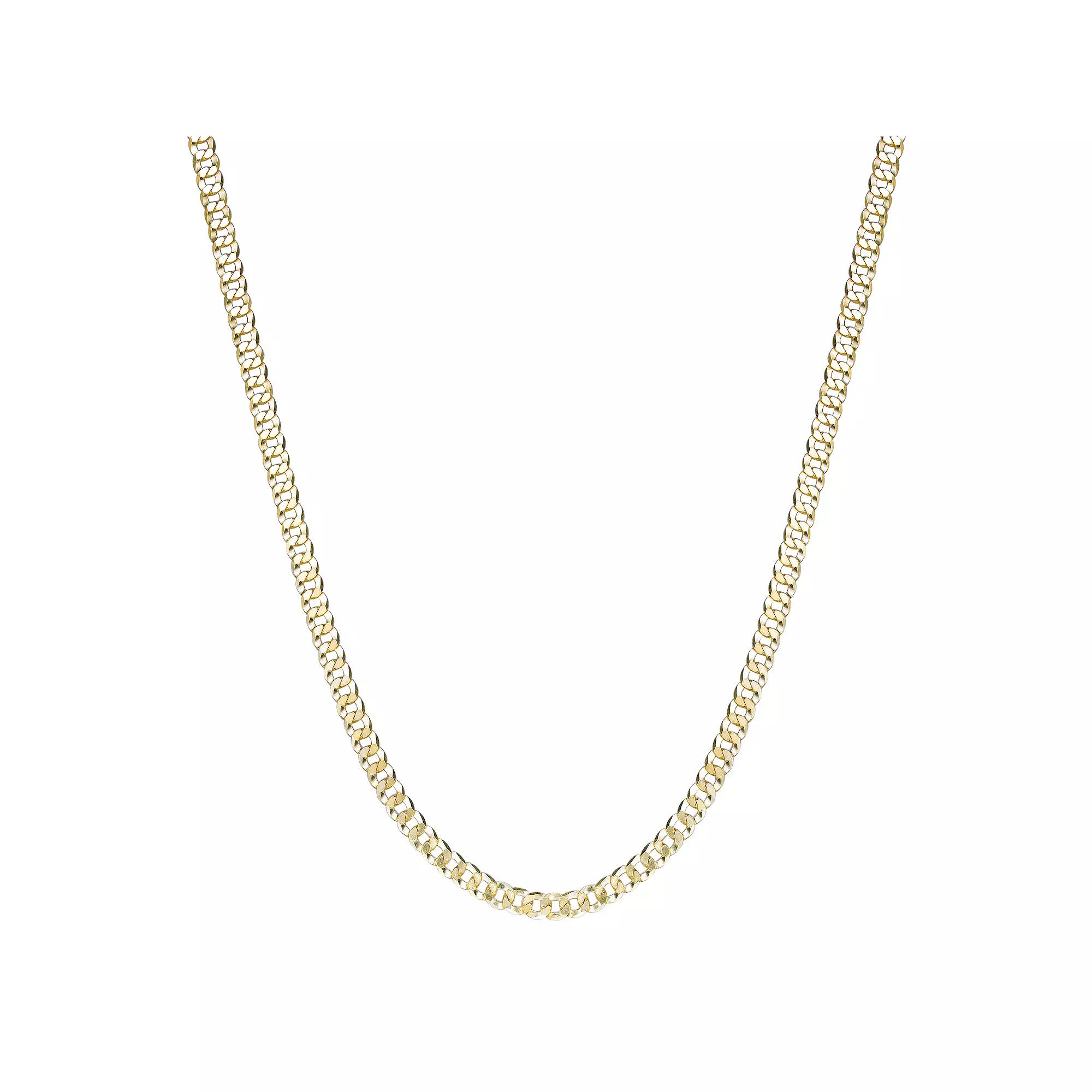 LYNX Men's 14k Gold Plated Flat Cuban Chain Necklace, Size: 20", Gold Tone Product Image