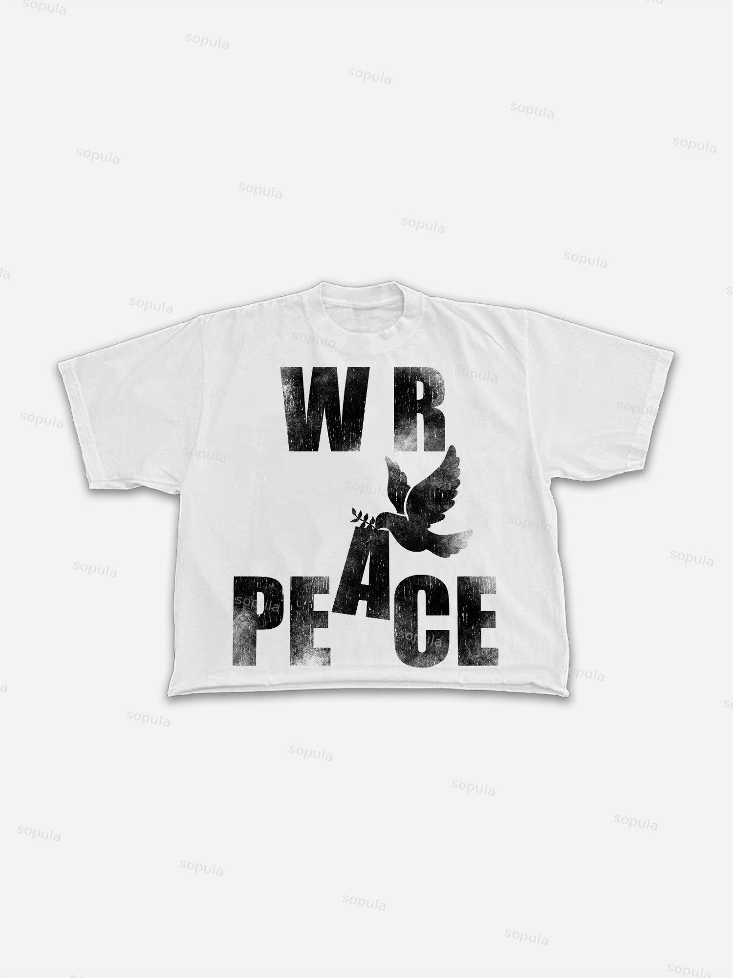 Dove Of Peace Slogan Vintage Graphic Cropped T-shirt Product Image