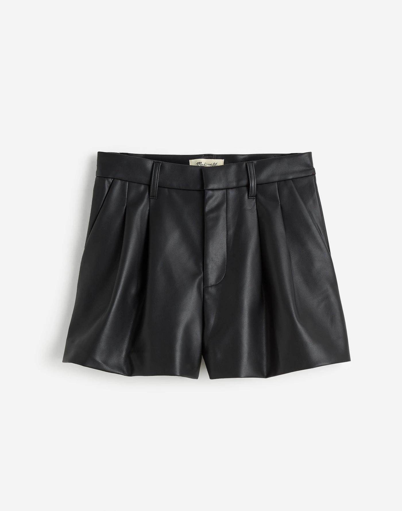 Easy Pleated Trouser Shorts in Faux Leather Product Image