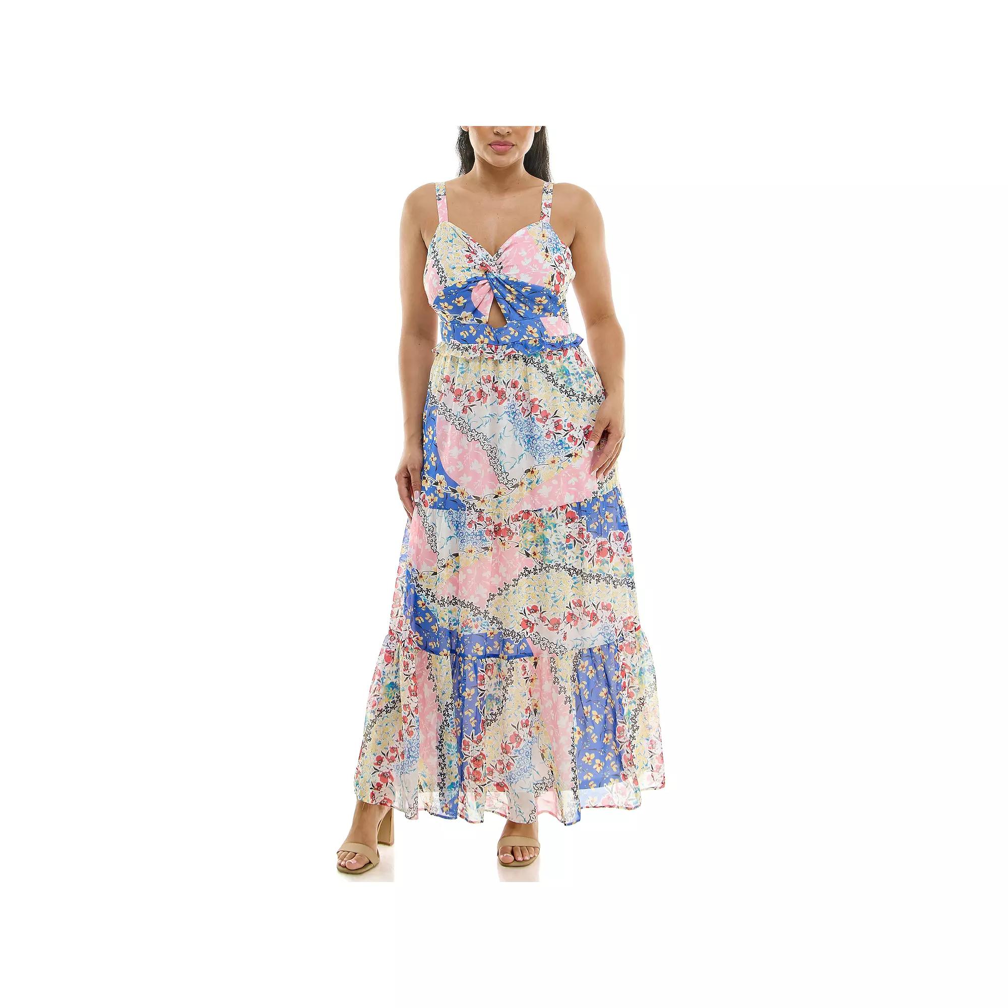 Women's Nina Leonard Tiered Floral Chiffon Dress,  Product Image