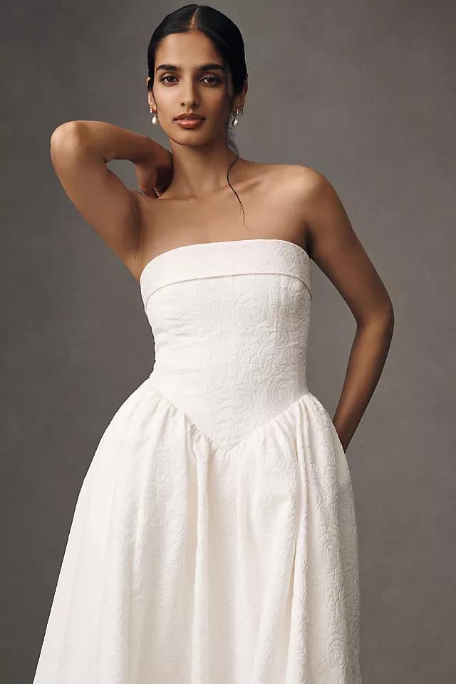 BHLDN Strapless Drop-Waist Fit & Flare Jacquard Maxi Dress Product Image