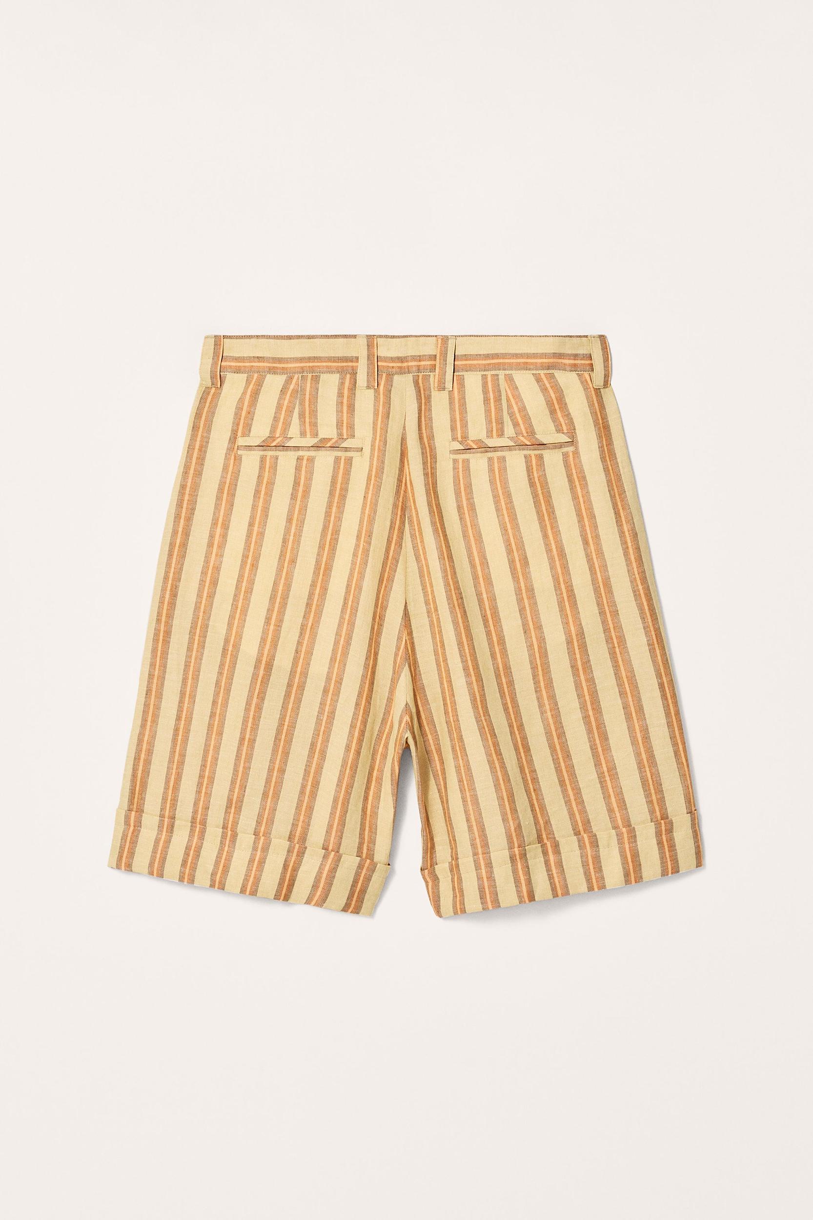 LIMITED EDITION STRIPED LINEN BERMUDA SHORTS Product Image