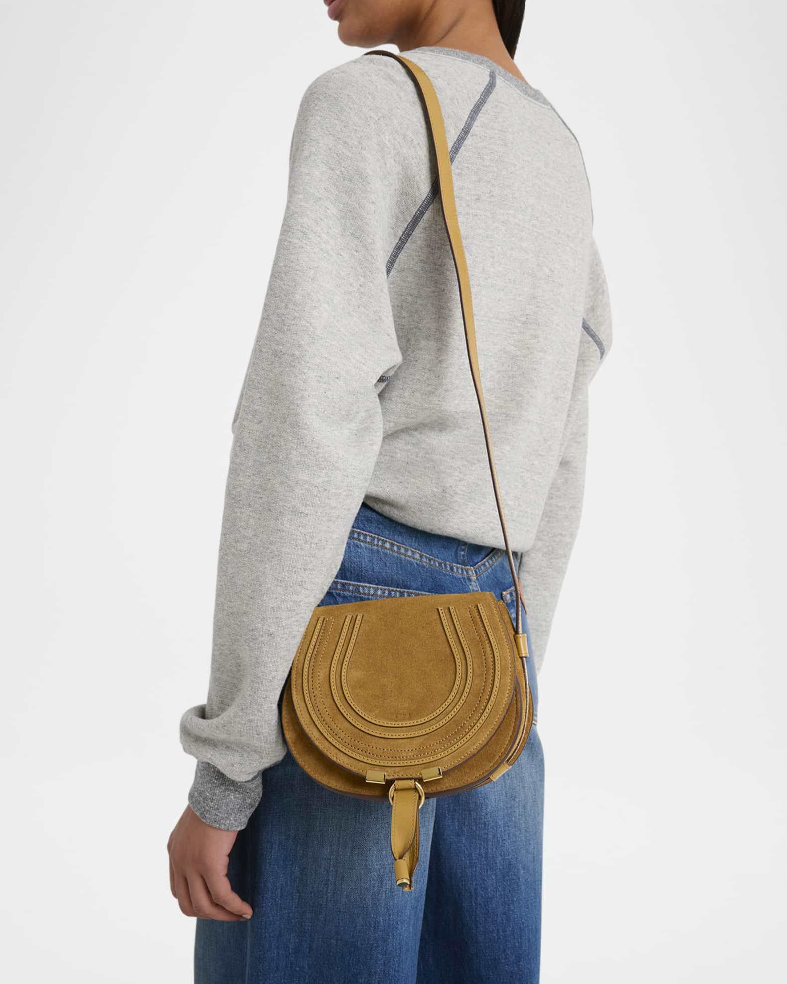 Marcie Flap Saddle Crossbody Bag in Suede  Product Image