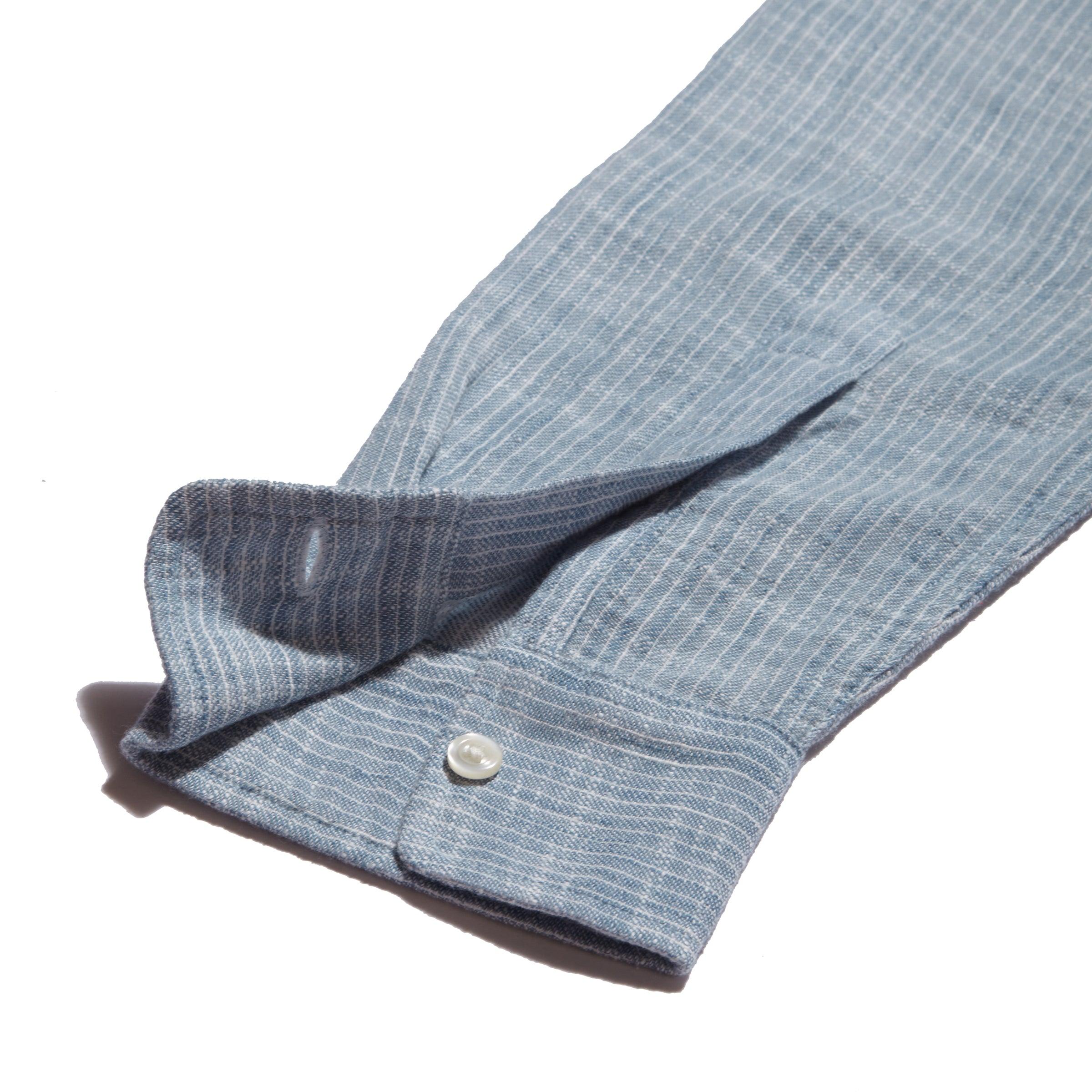 Madras Cottage Loom Chambray Shirt - Blue Chambray Stripe Product Image
