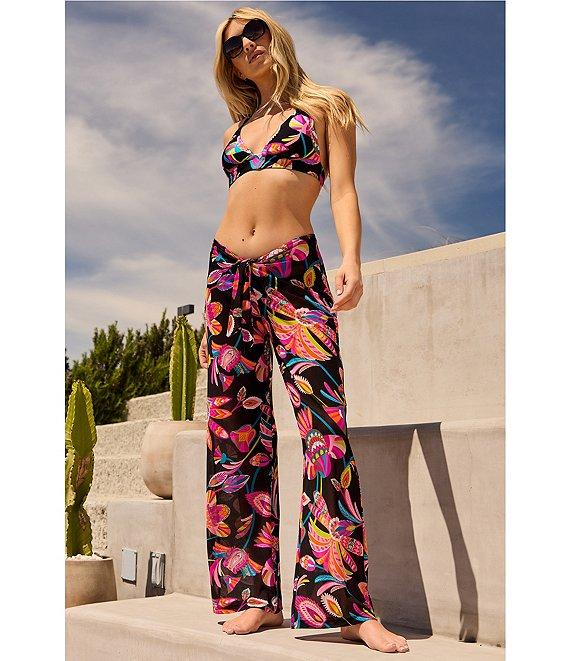Trina Turk Luminary Printed Front Tie V-Waist Swim Cover-Up Pants Product Image
