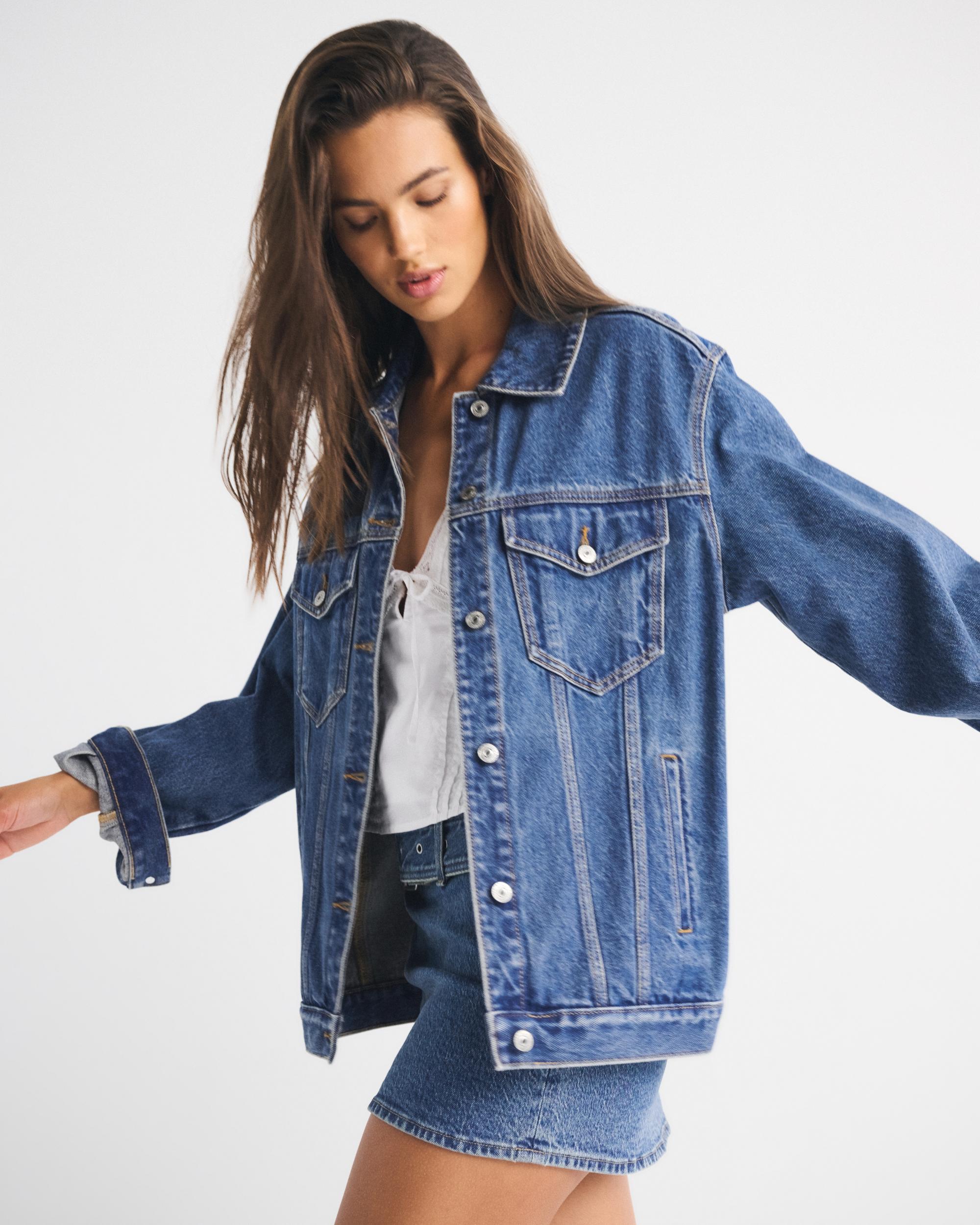 Oversized Denim Trucker Jacket Product Image