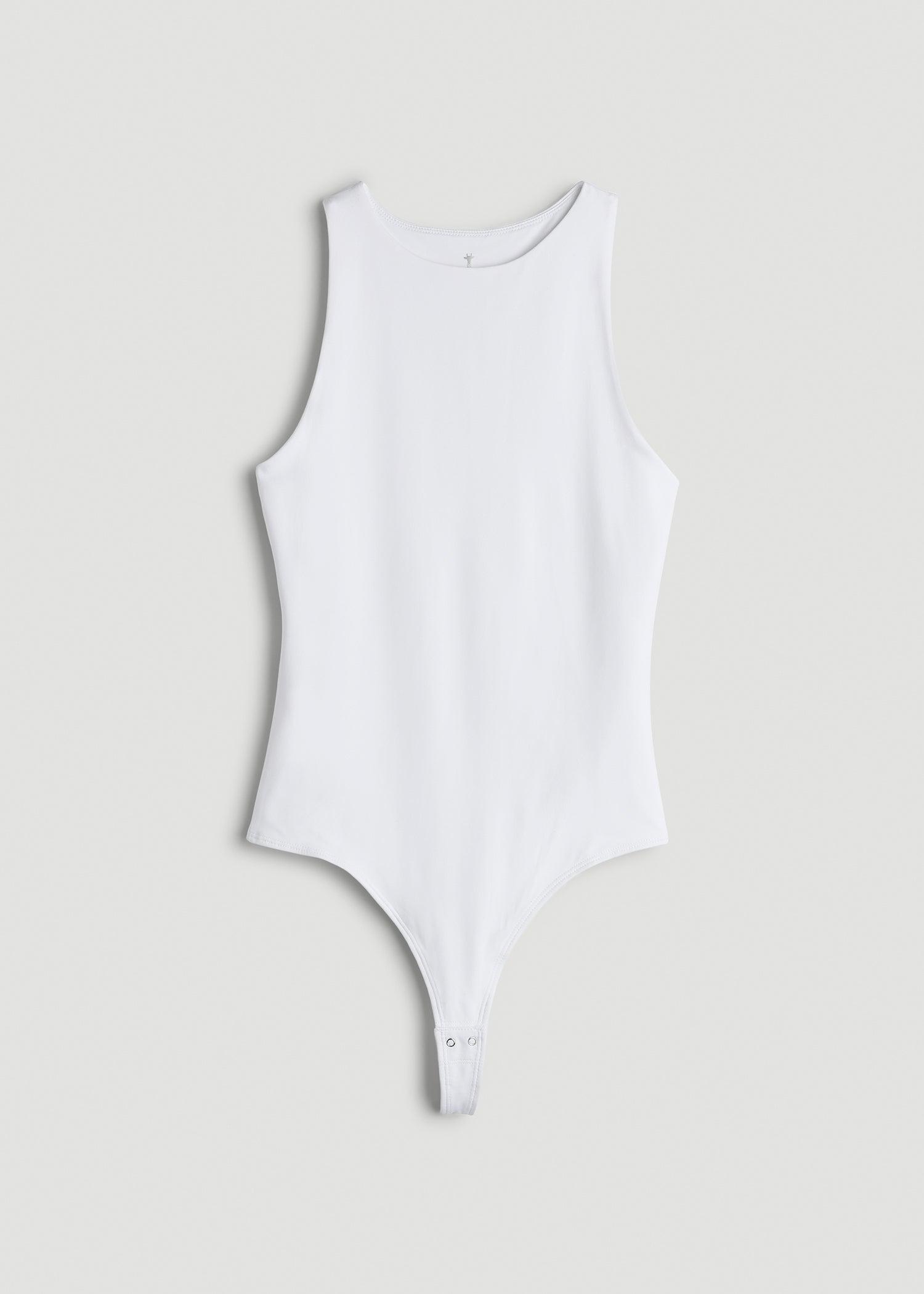 High Crewneck Sleeveless Bodysuit for Tall Women in Black Female Product Image