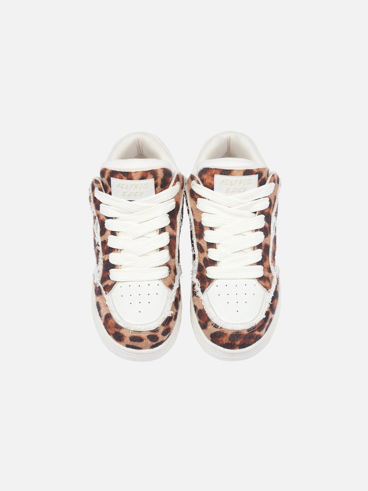 StarryClimb Leopard Patchwork Skate Shoes Product Image