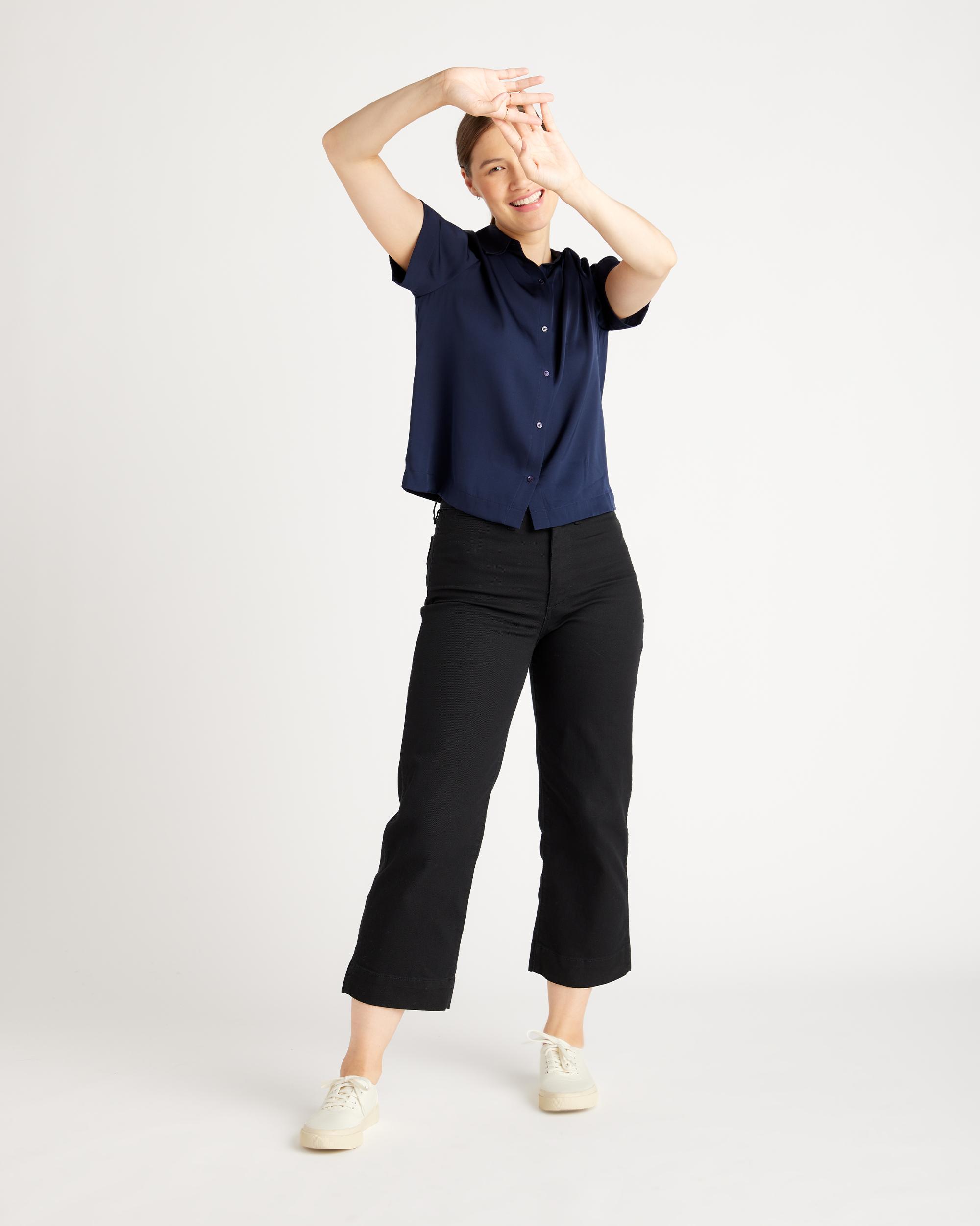 Quince | Women's 100% Washable Silk Stretch Short Sleeve Blouse Product Image