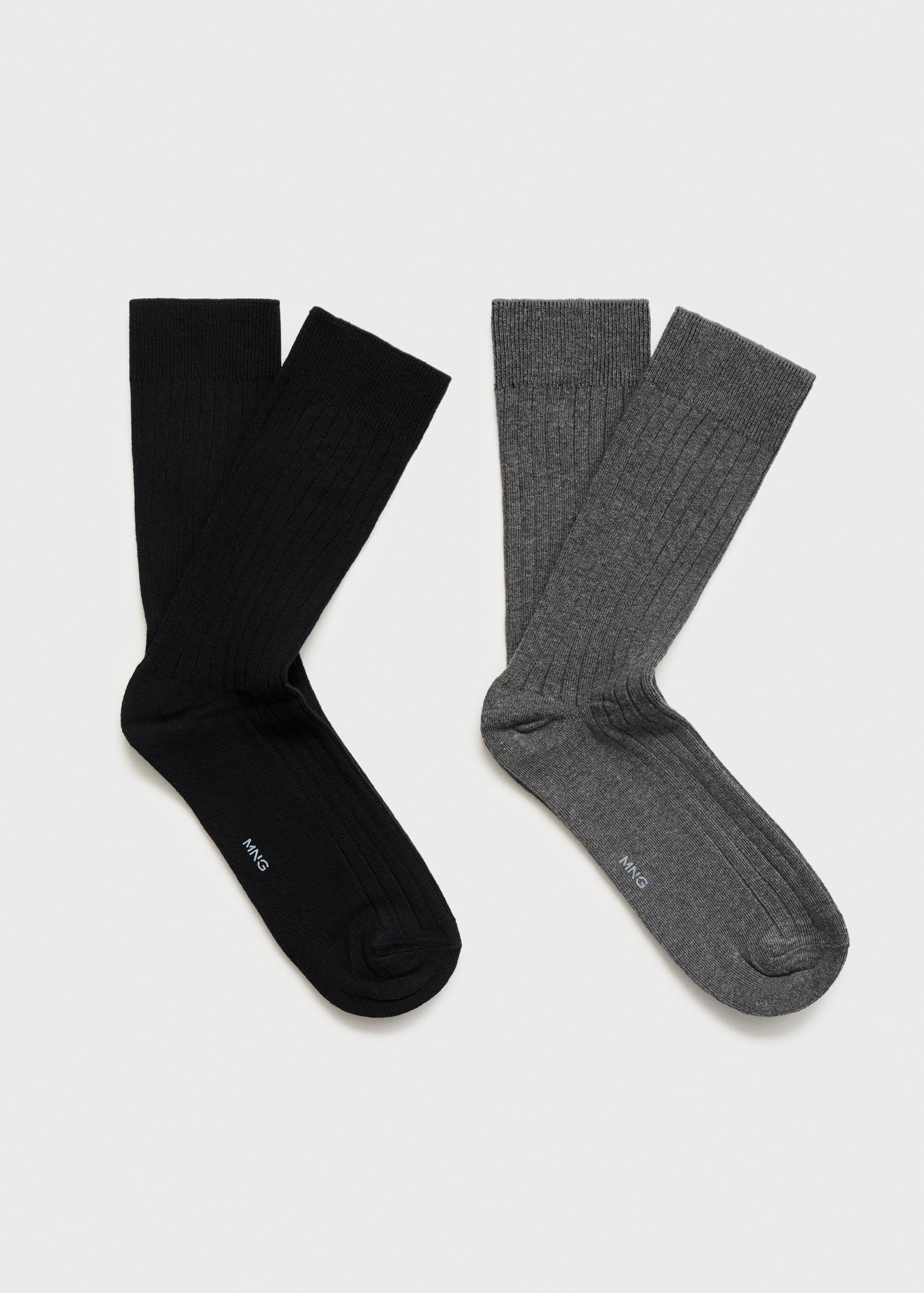 Pack of 2 ribbed cotton socks - Men | MANGO USA Product Image