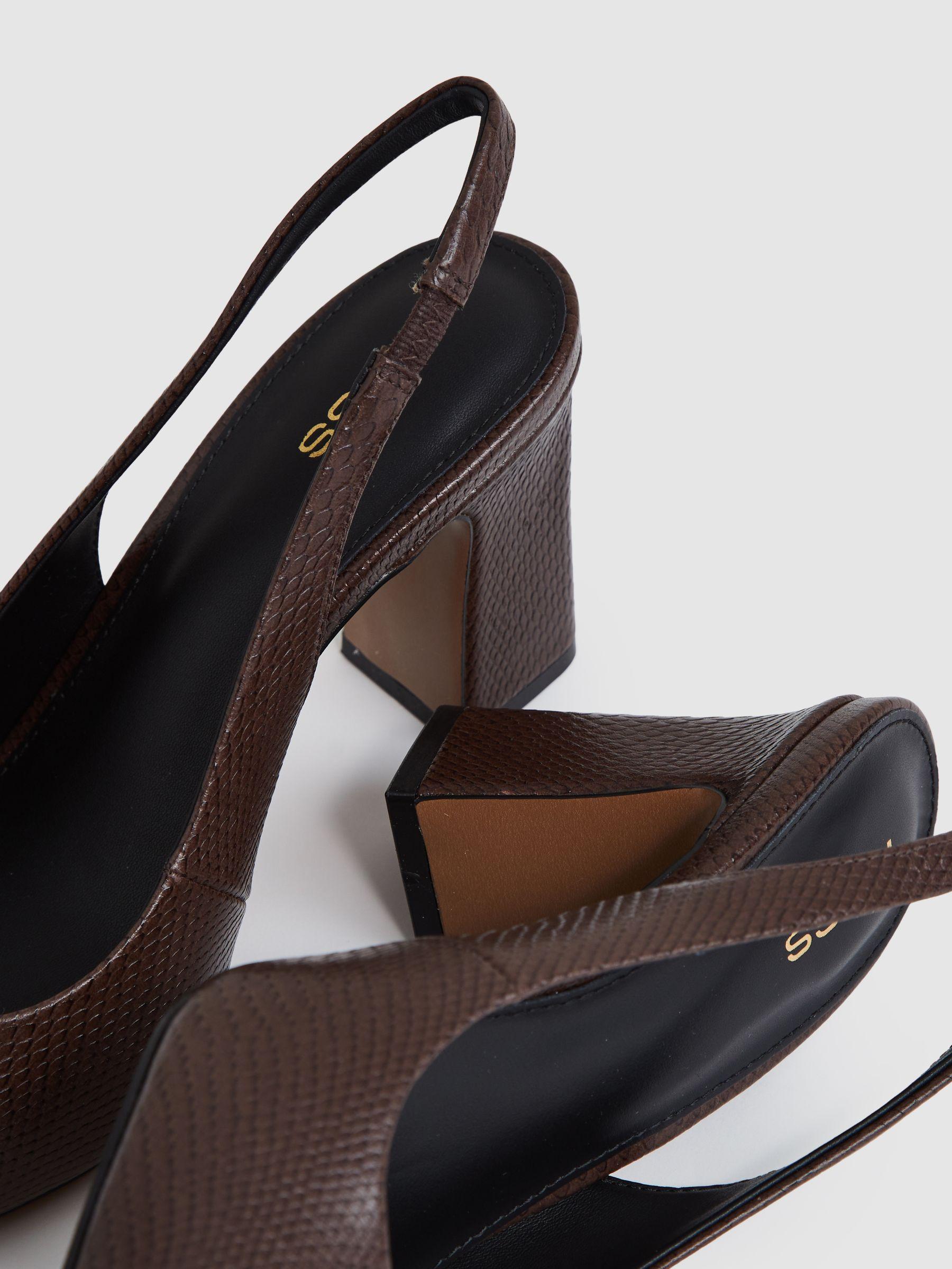 Leather Slingback Court Shoes in Chocolate Product Image