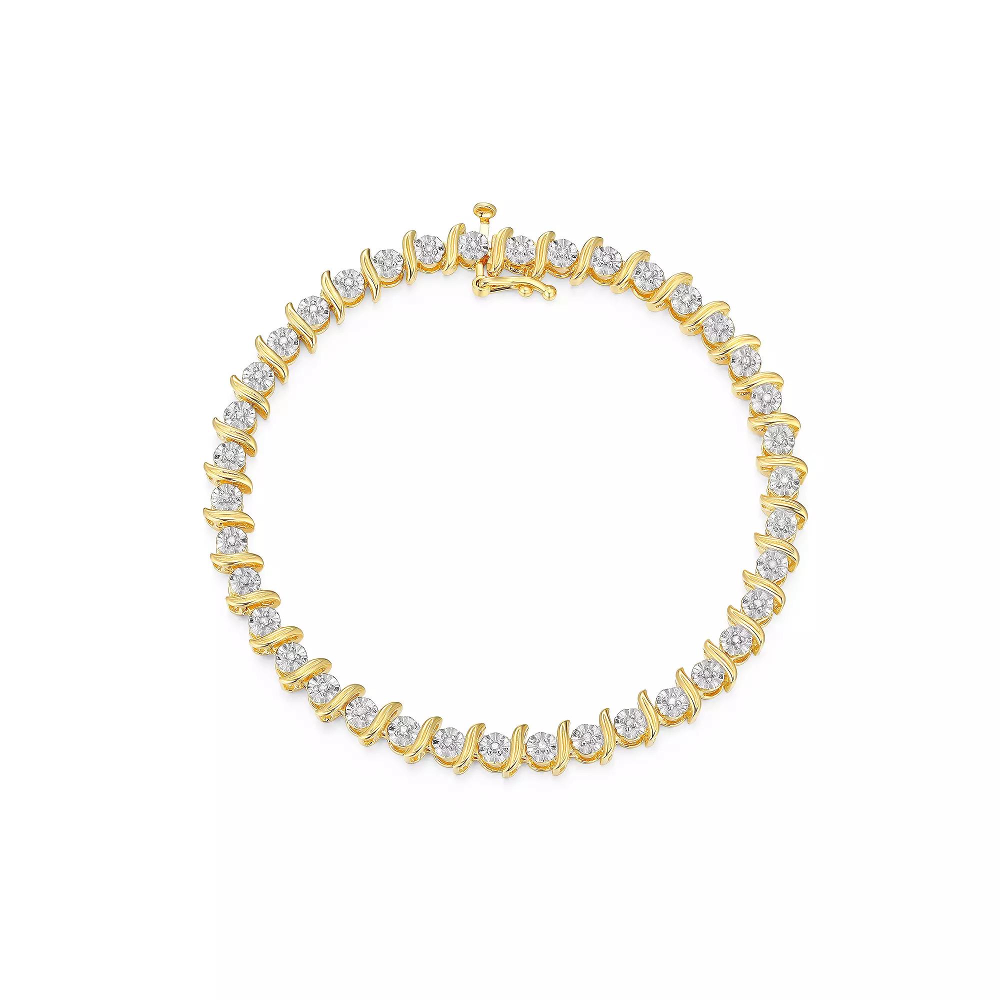 Classic Treasures 18k Gold-Over-Silver 1/4-ct. T.W. Diamond Bracelet, Women's,  Product Image