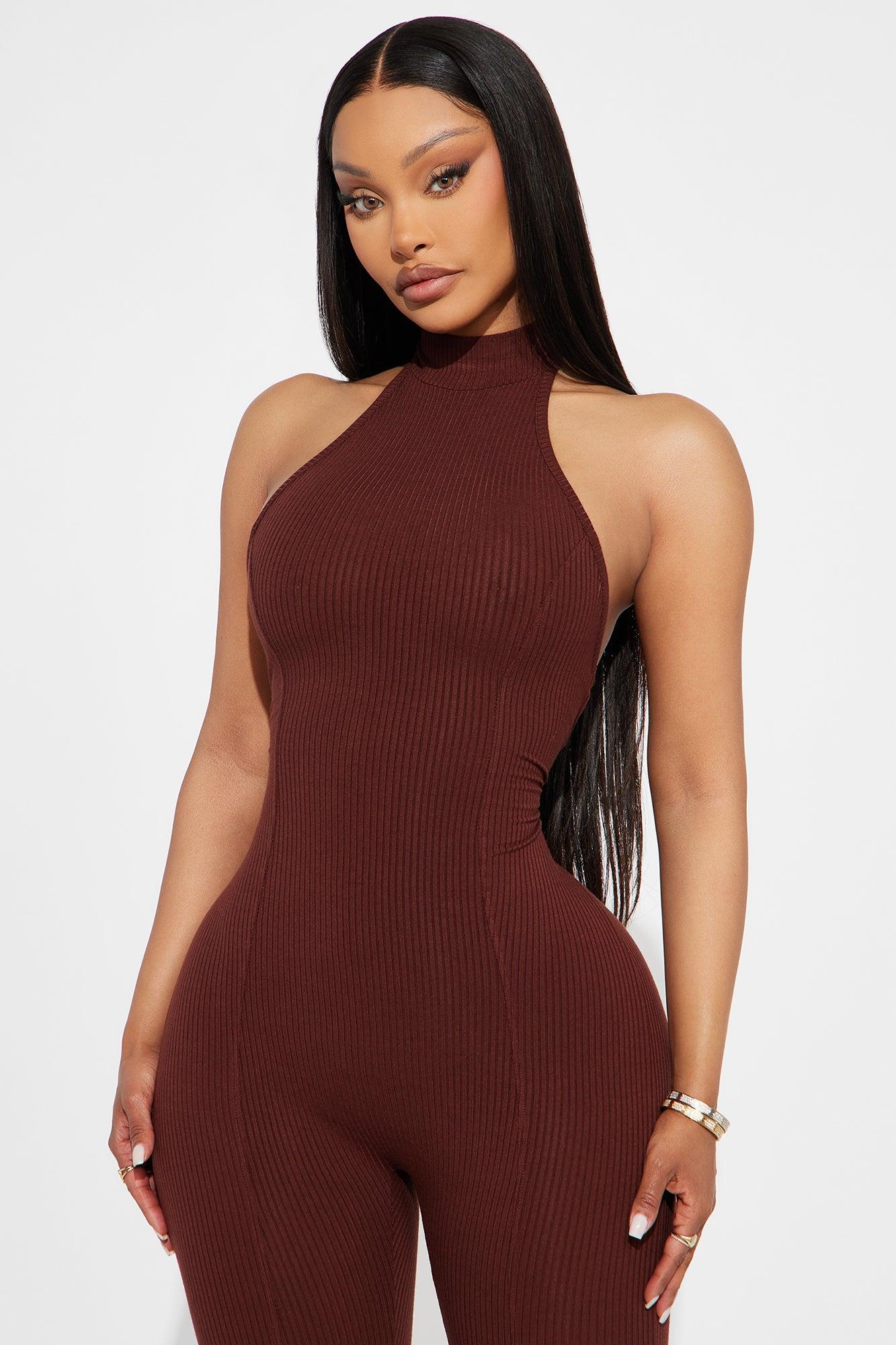Rubi Ribbed Jumpsuit - Chocolate Product Image
