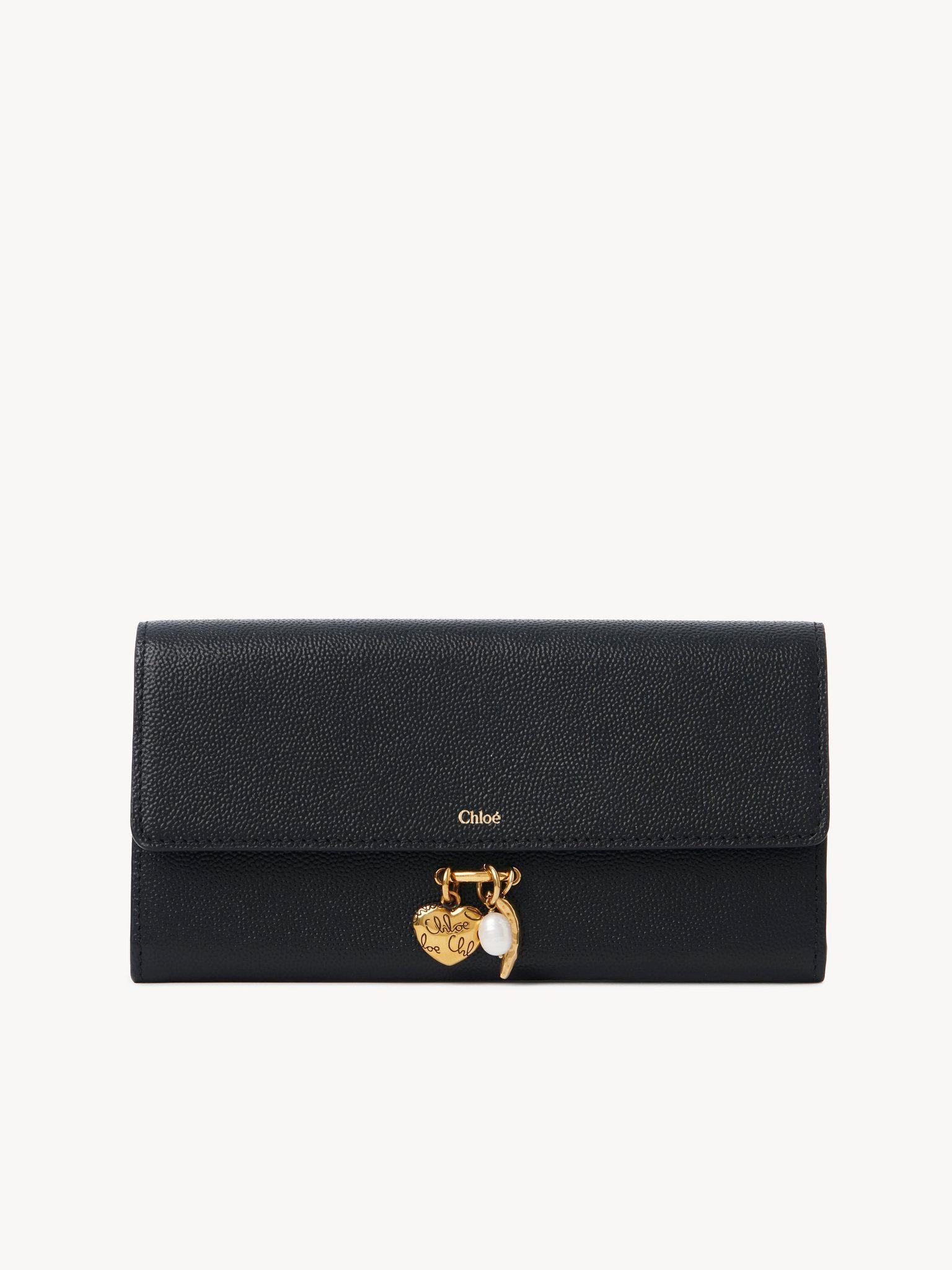 Chloé Charms long wallet with flap in grained leather Product Image