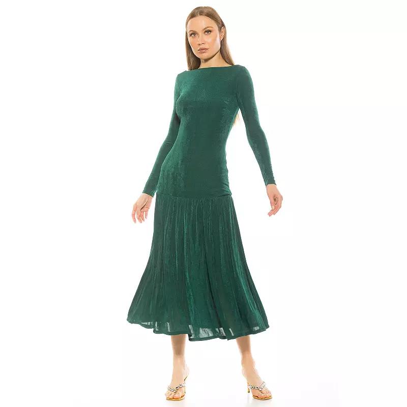 Women's ALEXIA ADMOR Khaite Long Sleeve Drop Waist Shirred Maxi Dress,  Product Image