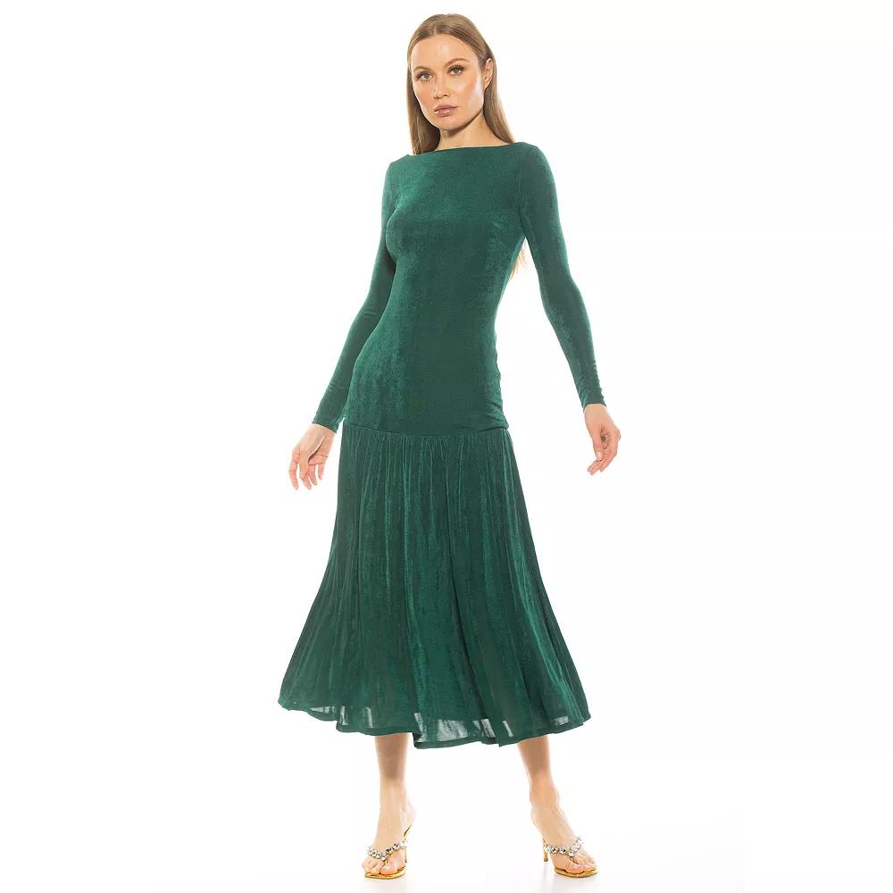 Women's ALEXIA ADMOR Khaite Long Sleeve Drop Waist Shirred Maxi Dress,  Product Image