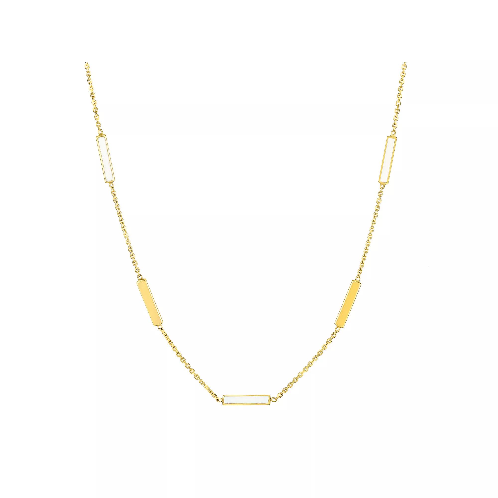 Color Romance 14k Gold Colored Enamel Adjustable Bar Necklace, Women's, Size: 18", White Product Image