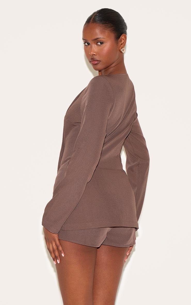 Mushroom Cross Front Cocoon Sleeve Tailored Romper Product Image