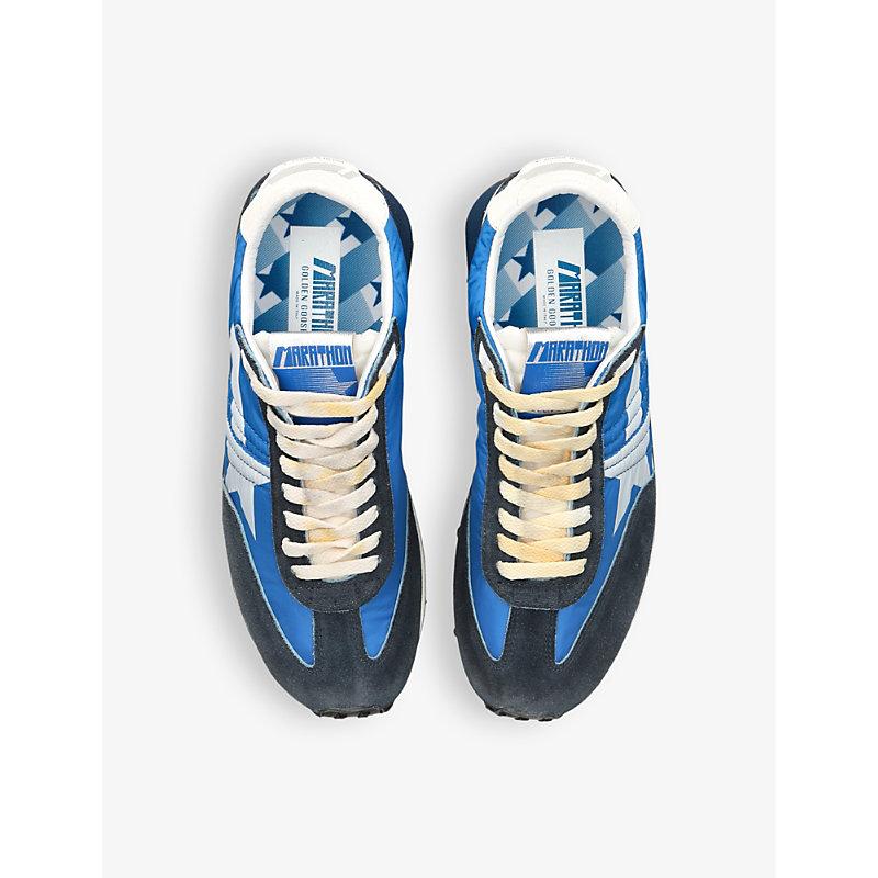 GOLDEN GOOSE Deluxe Brand Running Marathon Nylon Upper Suede Sneakers In Blue Product Image