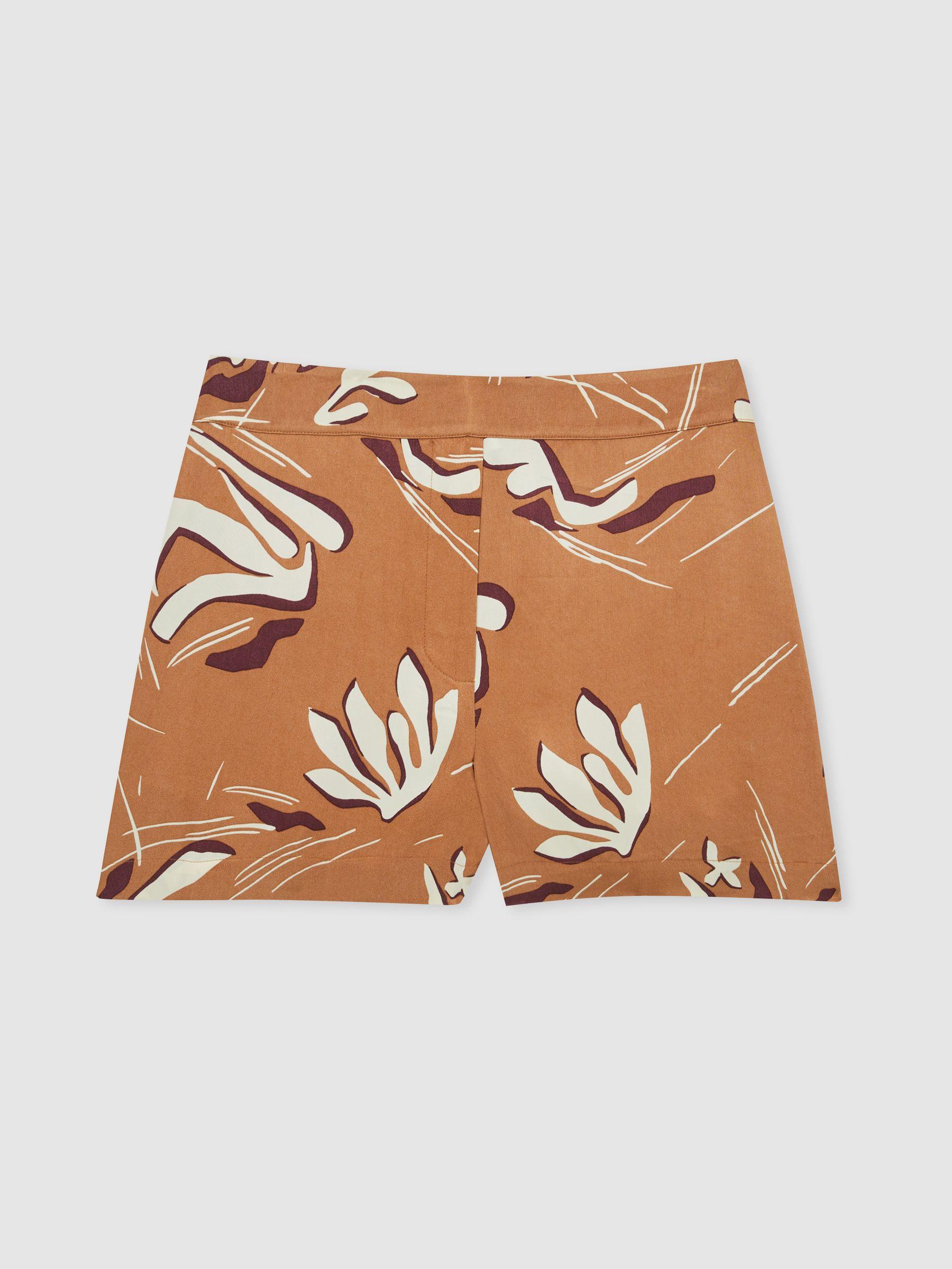 Printed Twill Shorts in Orange Product Image