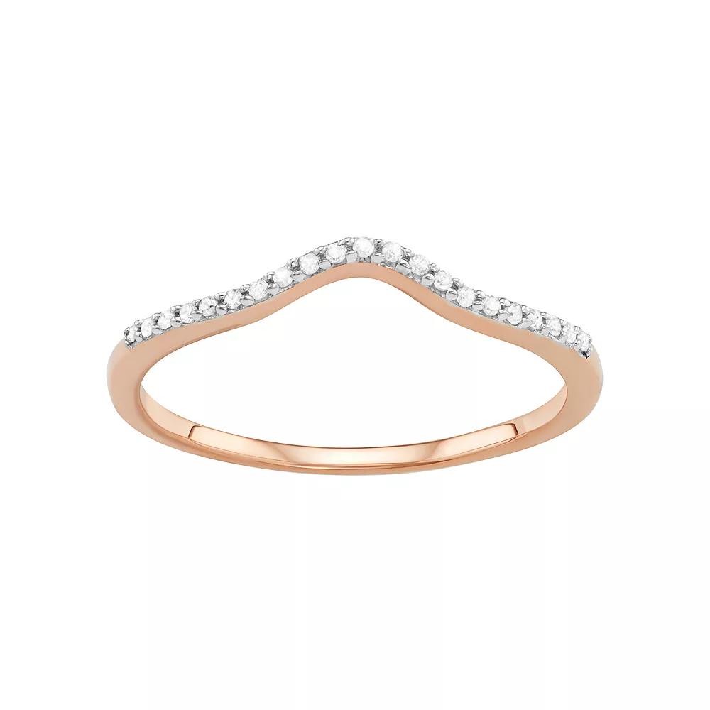 Jewelexcess Sterling Silver Diamond Accent V Ring, Women's, Size: 8, Rose Gold Tone Product Image