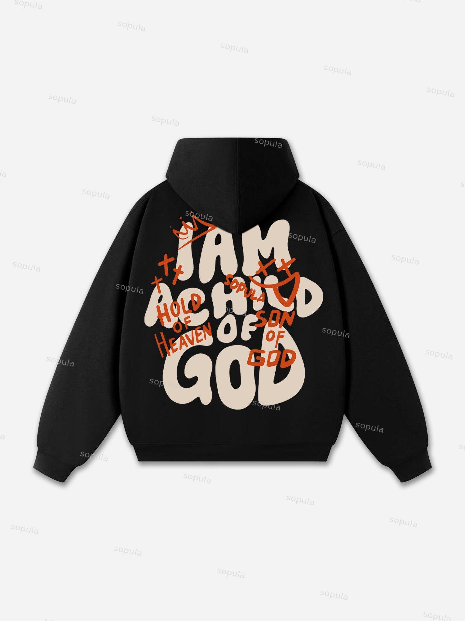 Sopula I Am A Child Of God Graffiti Slogan Graphic Oversized Hoodie Product Image