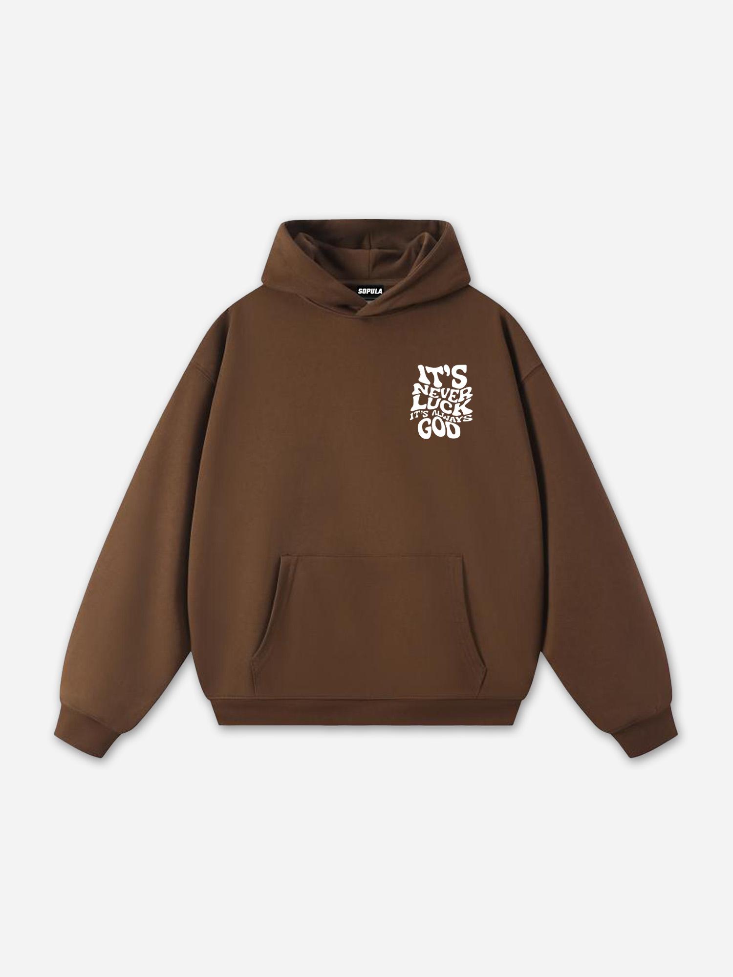 Sopula It's Never Luck, It's Always God Graphic Cotton Hoodie Product Image