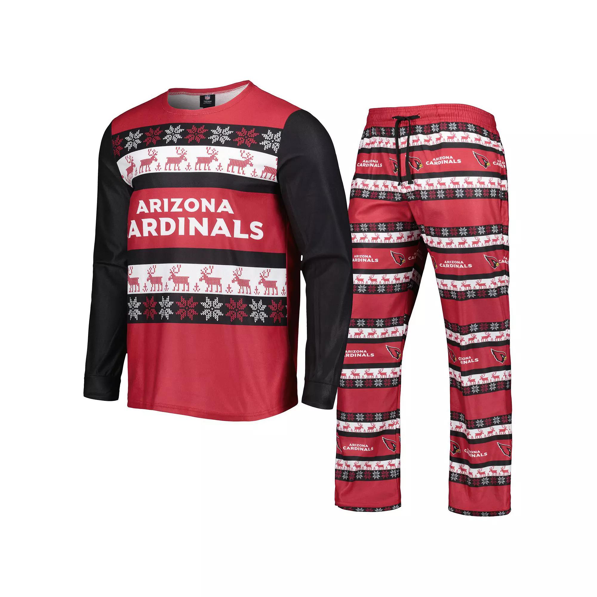 Men's FOCO Cardinal Arizona Cardinals Team Logo Ugly Pajama Set, Size: XL, Red Product Image