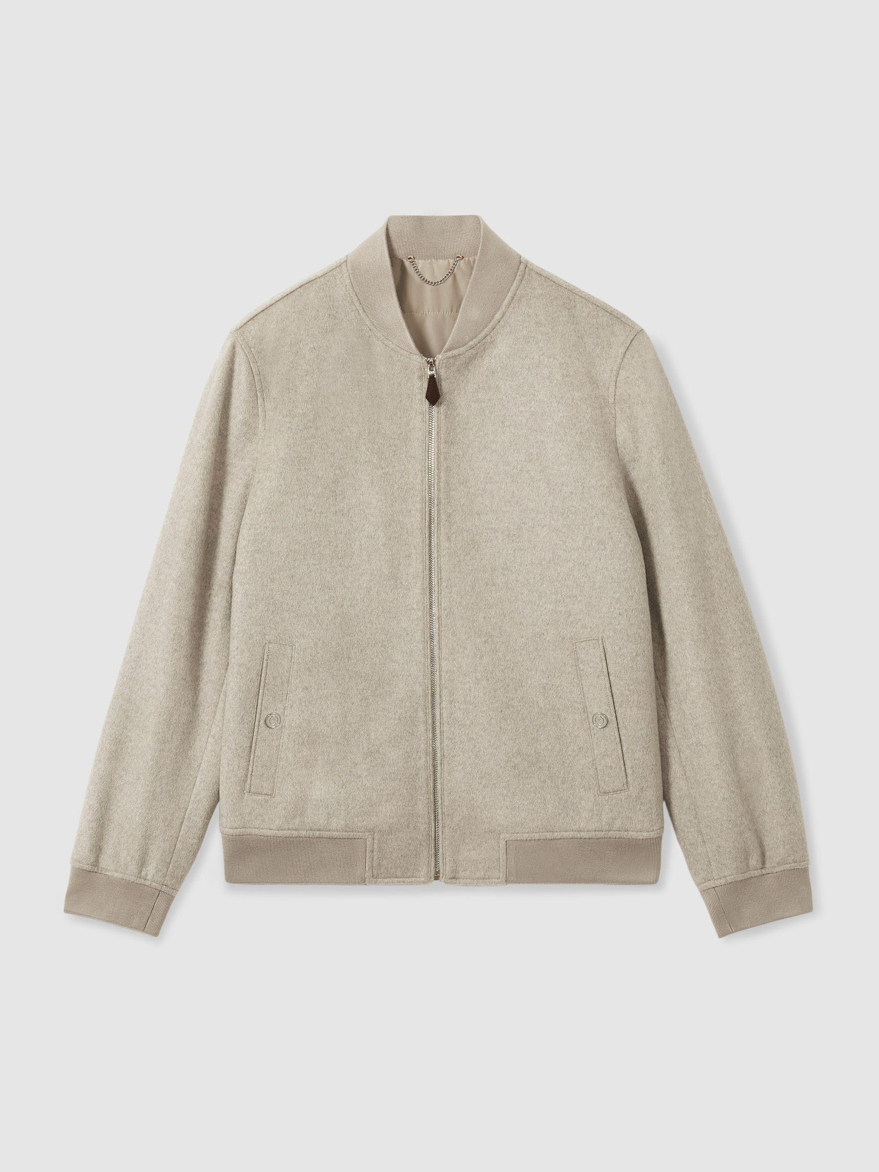 100% Cashmere Bomber Jacket in Oatmeal Product Image