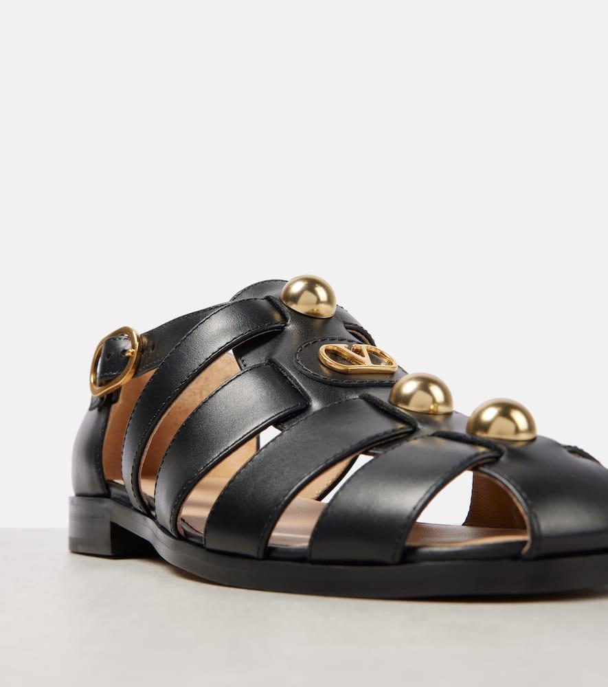 VALENTINO GARAVANI Vlogo Signature Faux-pearl Flat Sandals In Black Product Image