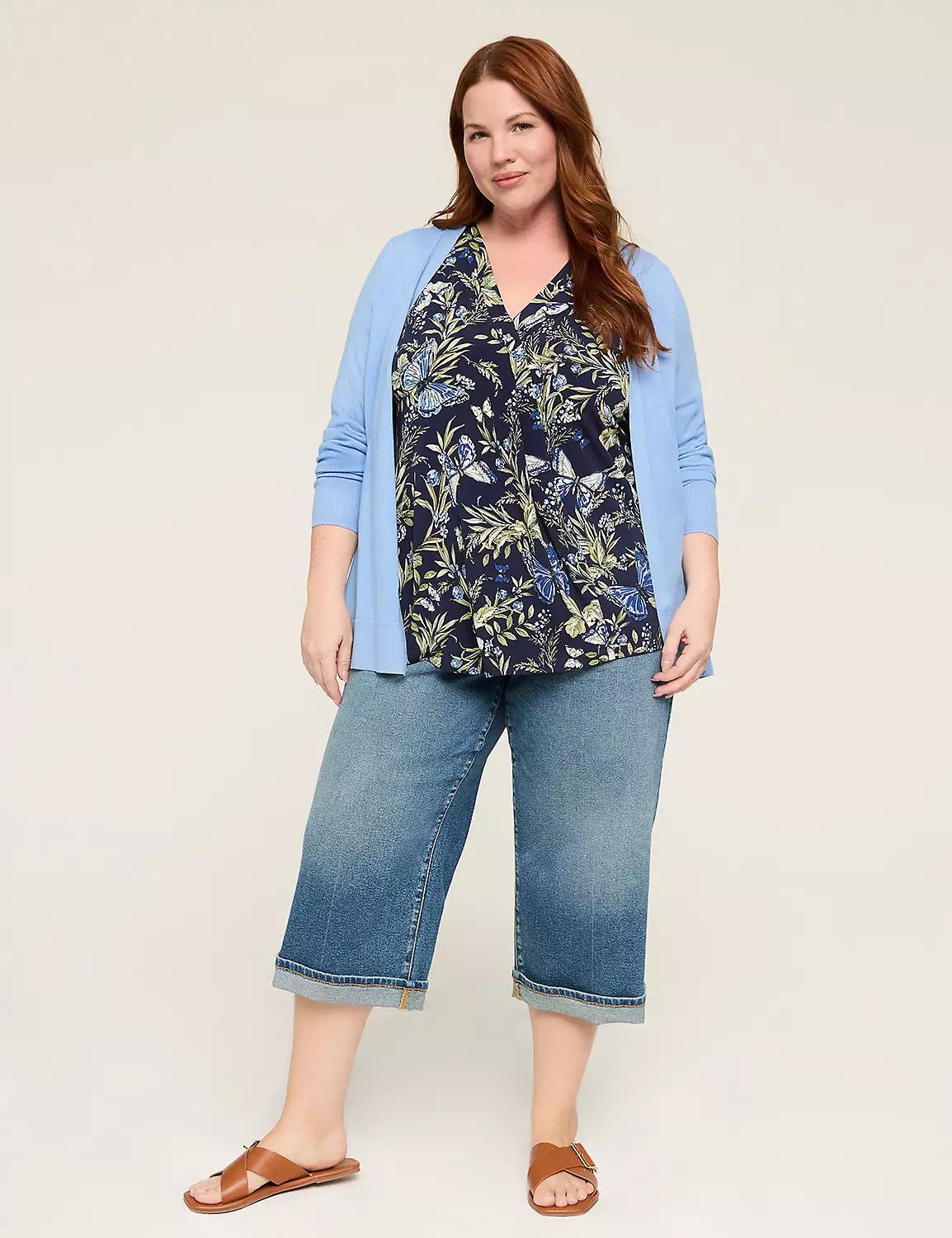 Cap-Sleeve Pleat-Front Top Product Image