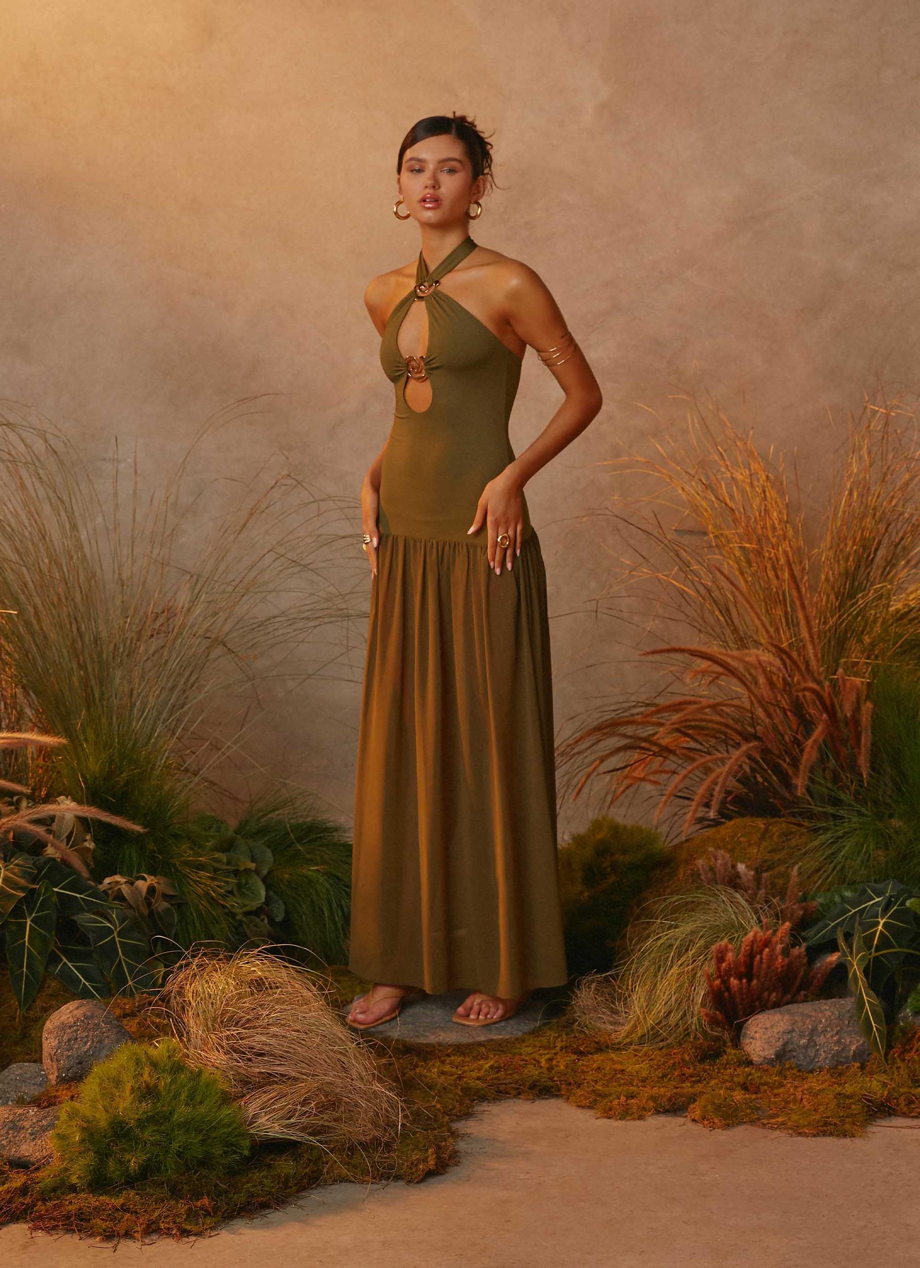 Cypress Kiss Maxi Dress - Khaki Product Image
