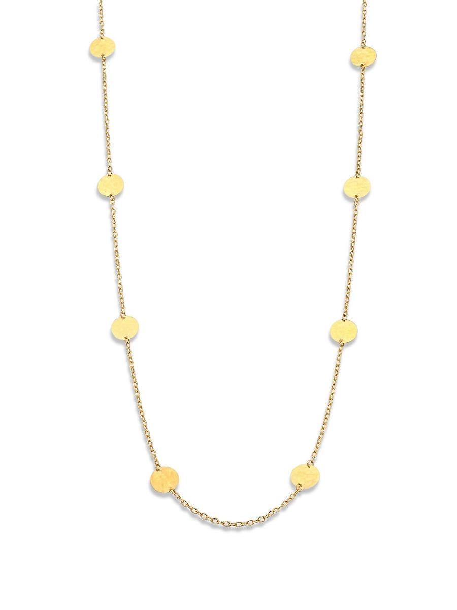 Womens 24K Yellow Gold Disc Station Necklace Product Image