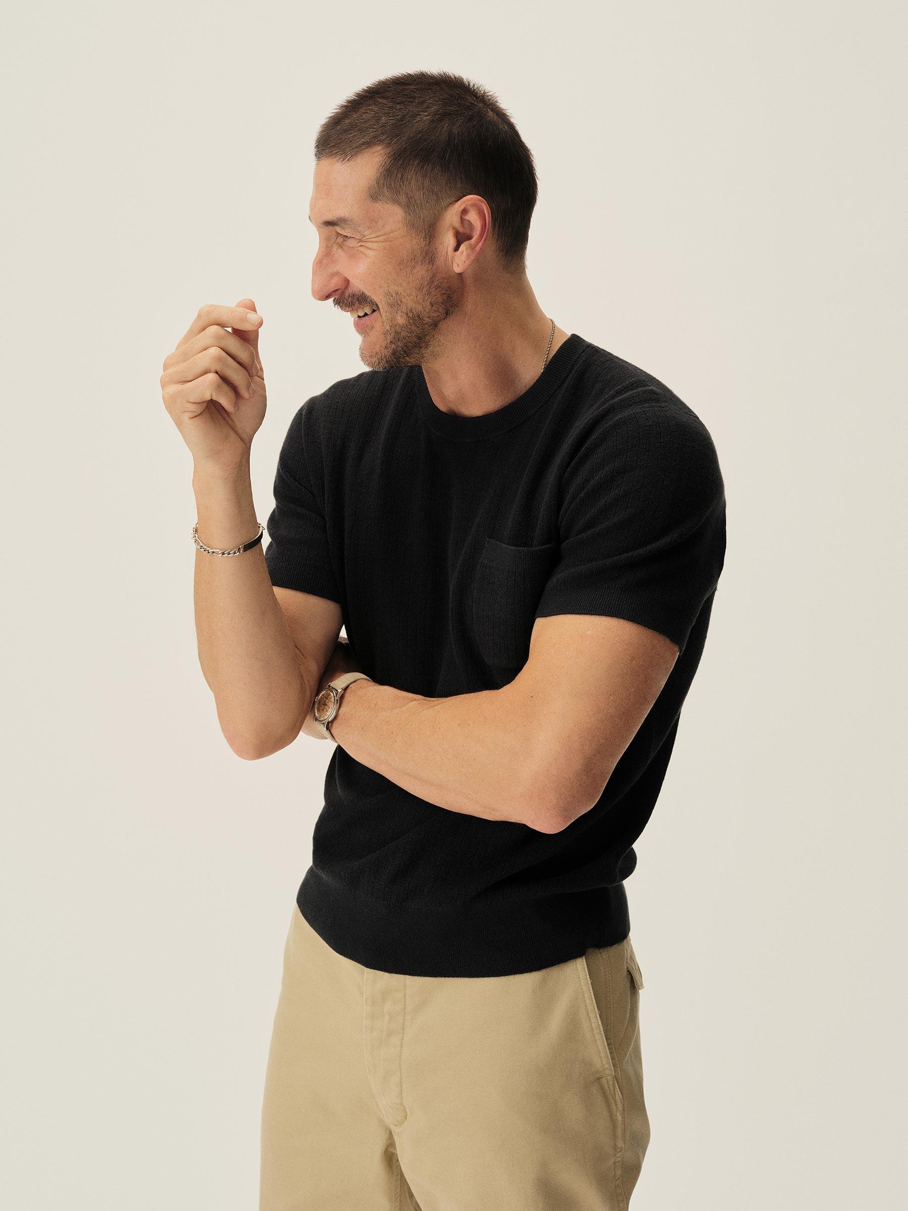 Black Yuma Hemp Rib Knit Pocket Tee Product Image