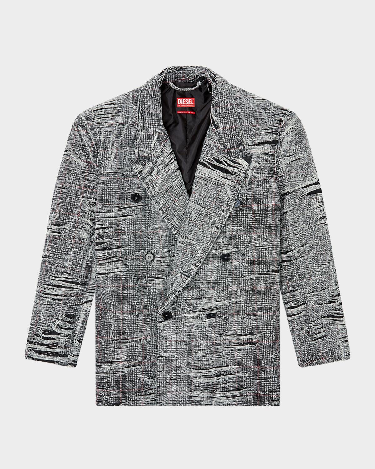 Mens Distressed Prince of Wales Denim Blazer Product Image