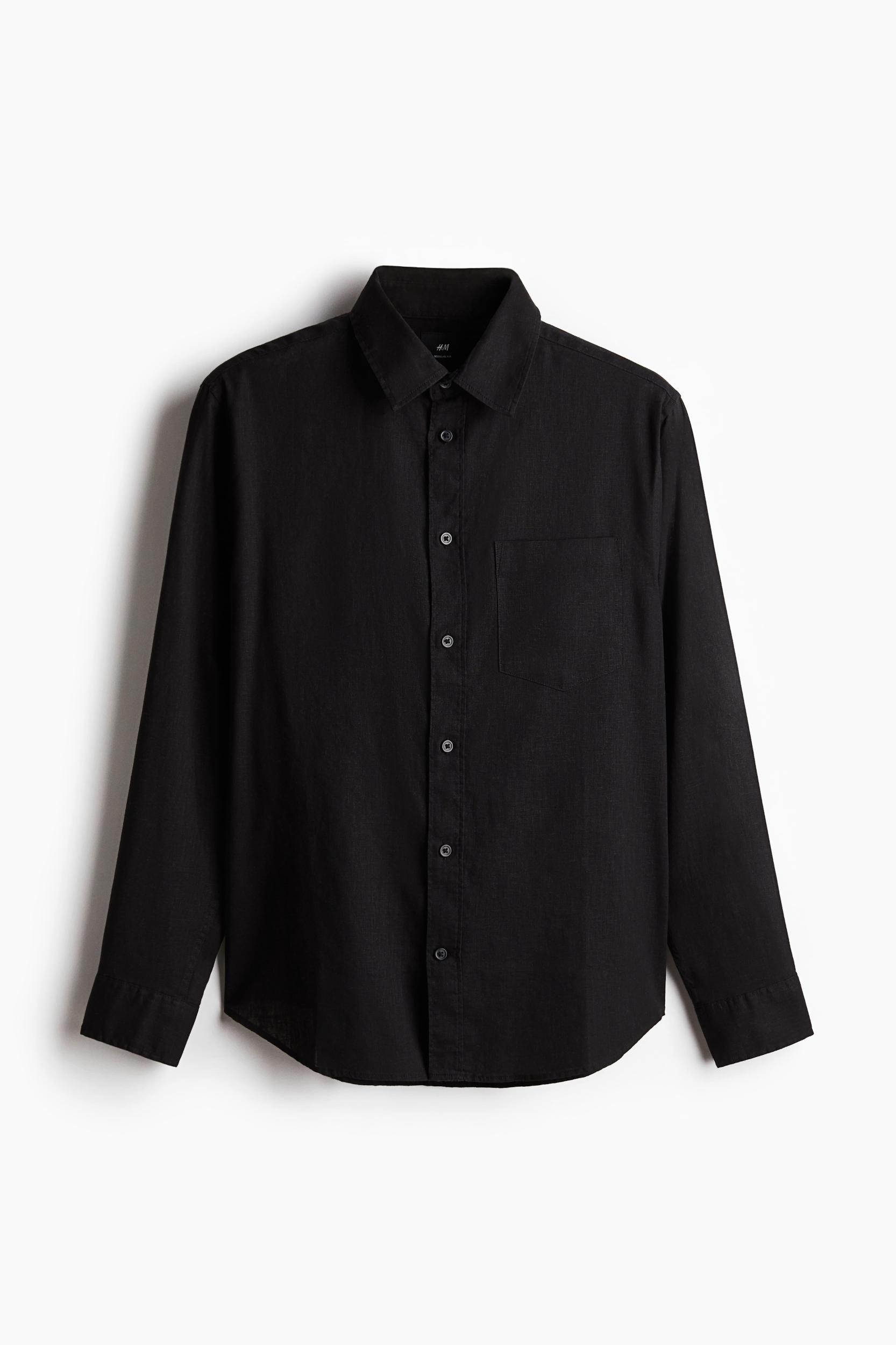 Regular-Fit Linen-Blend Shirt Product Image