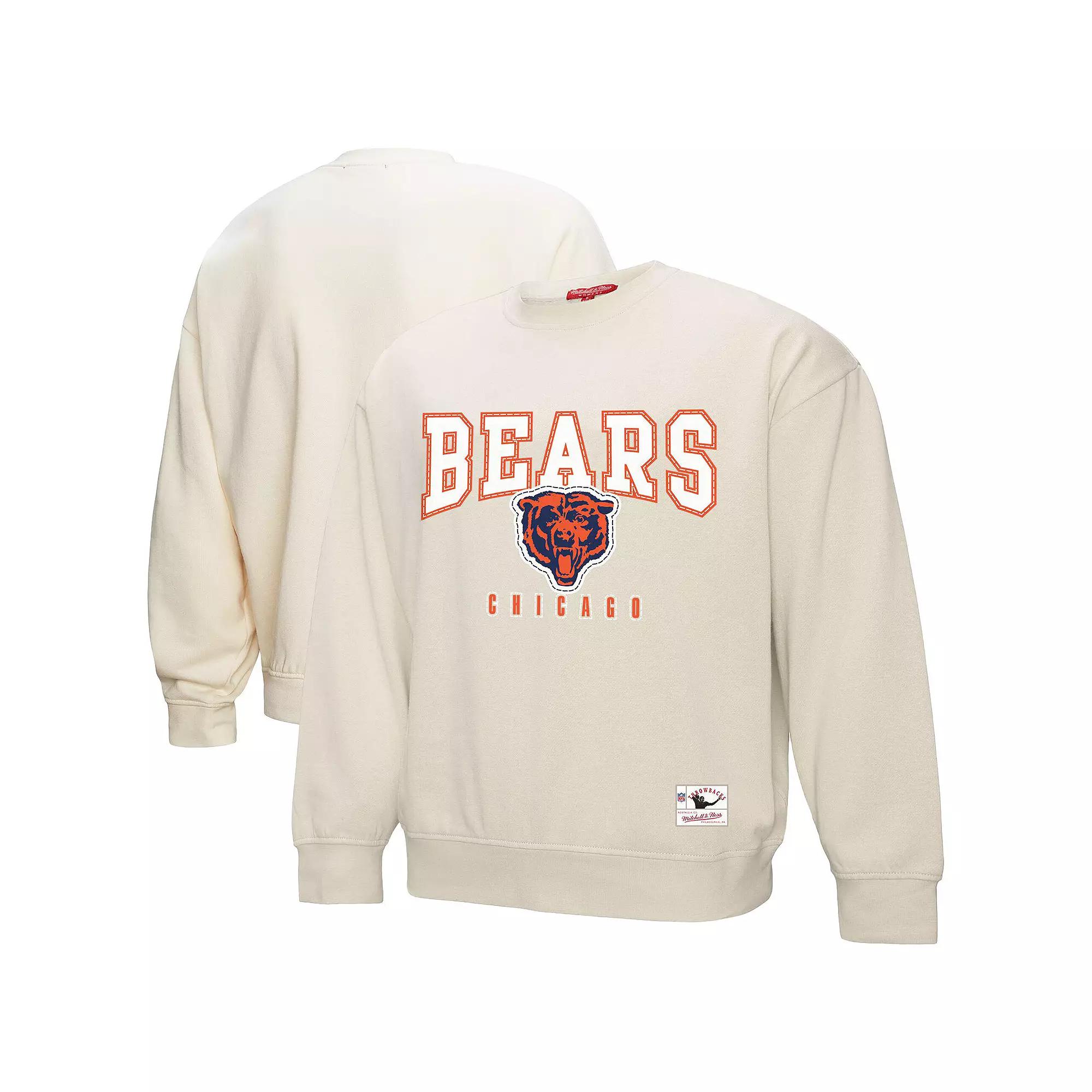 Women's Mitchell & Ness Cream Chicago Bears Fandom Fleece Pullover Sweatshirt,  Product Image