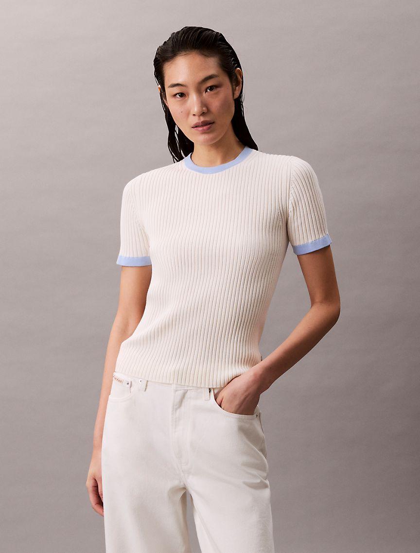 Cotton Ribbed Slim T-Shirt  Product Image