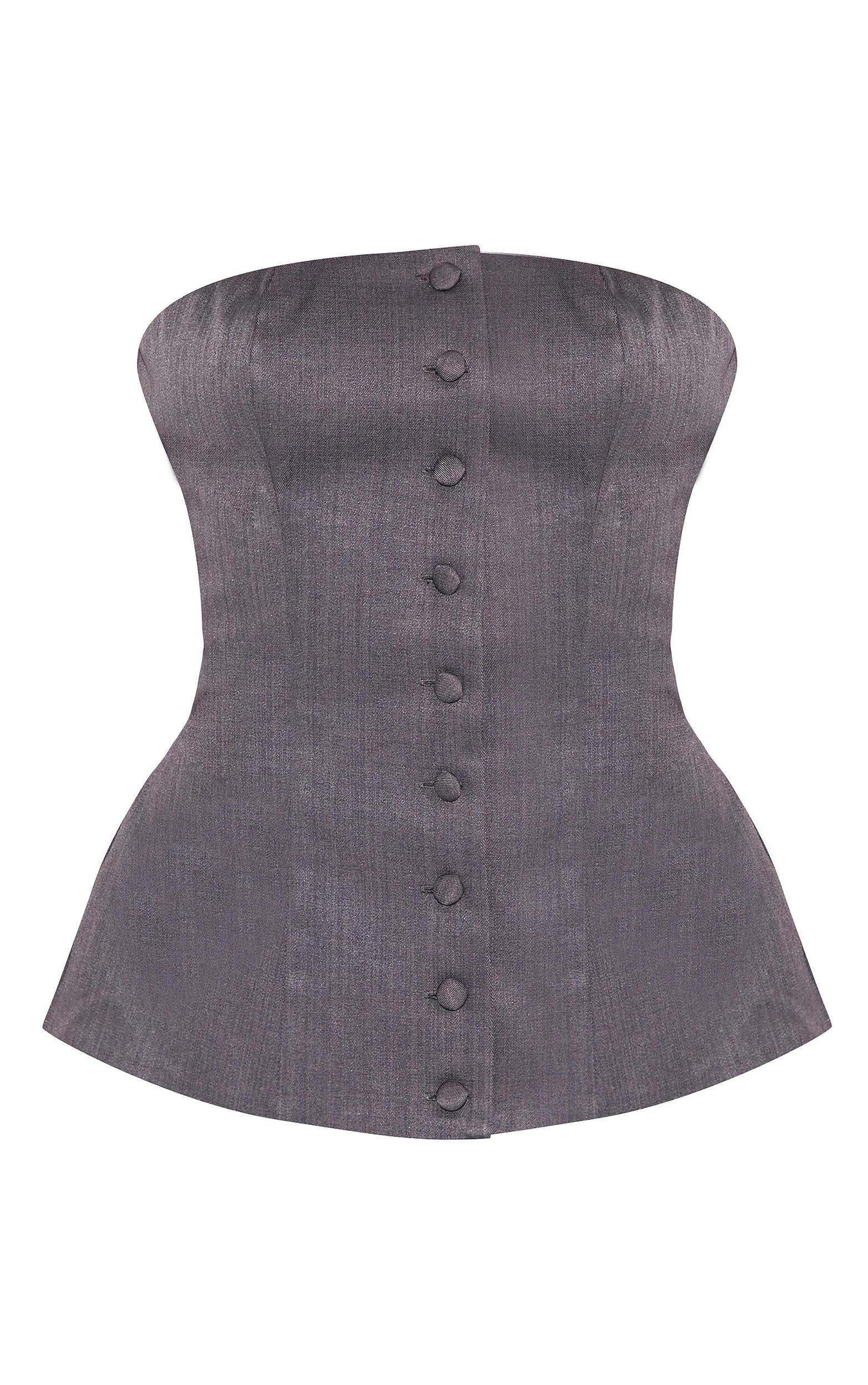 Charcoal Woven Structured Bandeau Vest Product Image