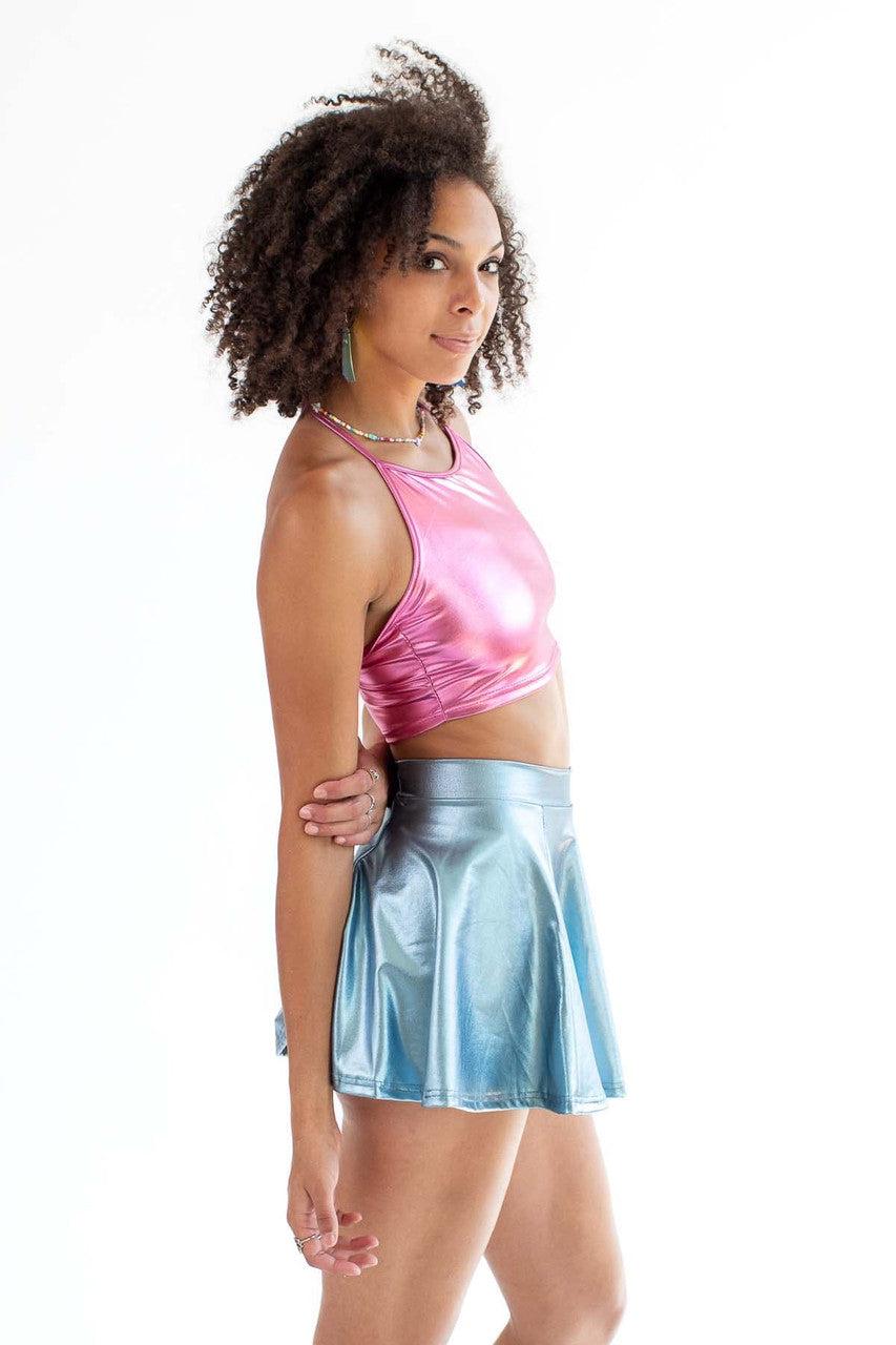 Pink Metallic Halter Crop Product Image