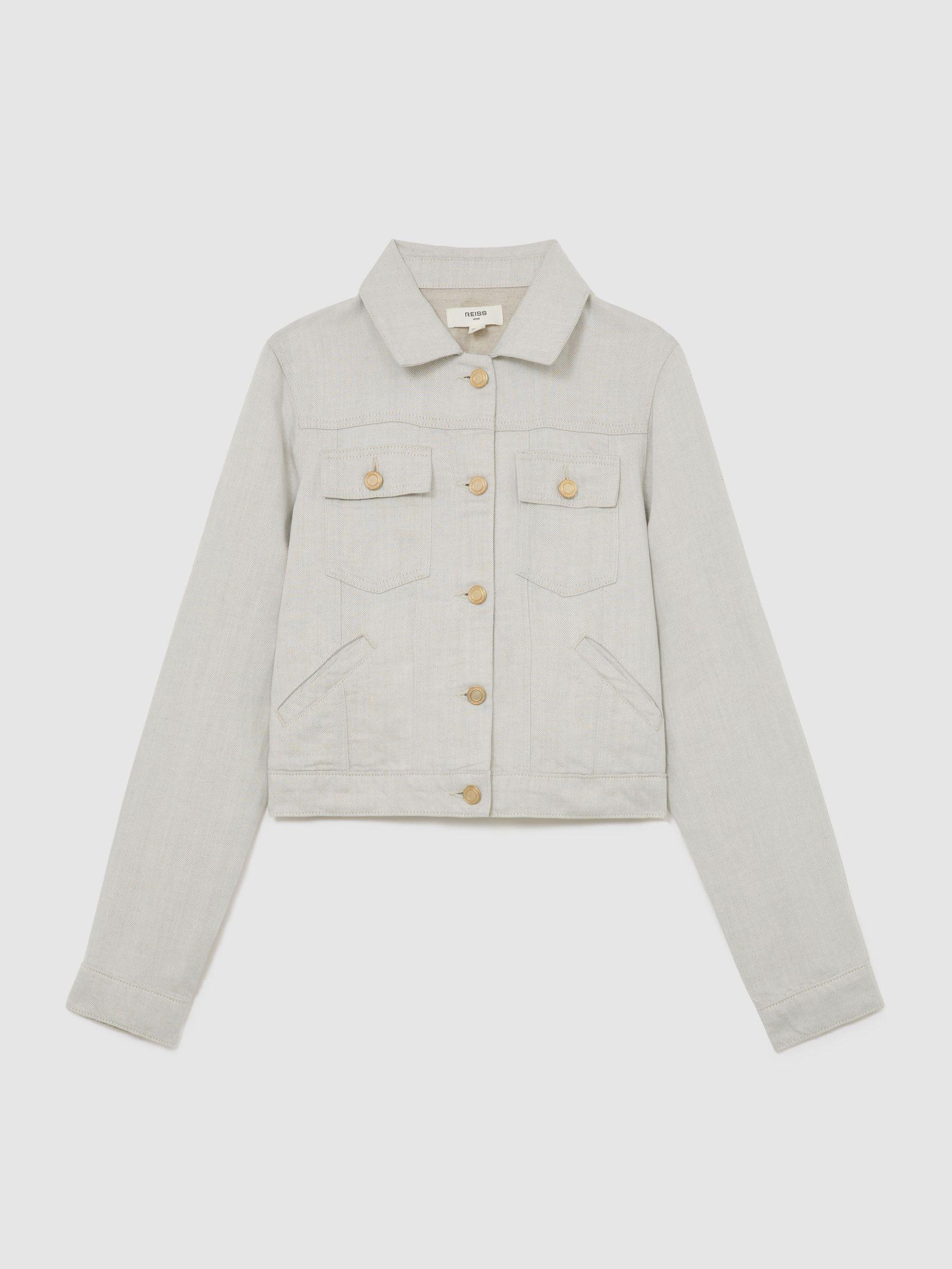 Lyocell-Linen Trucker Jacket in Neutral Product Image