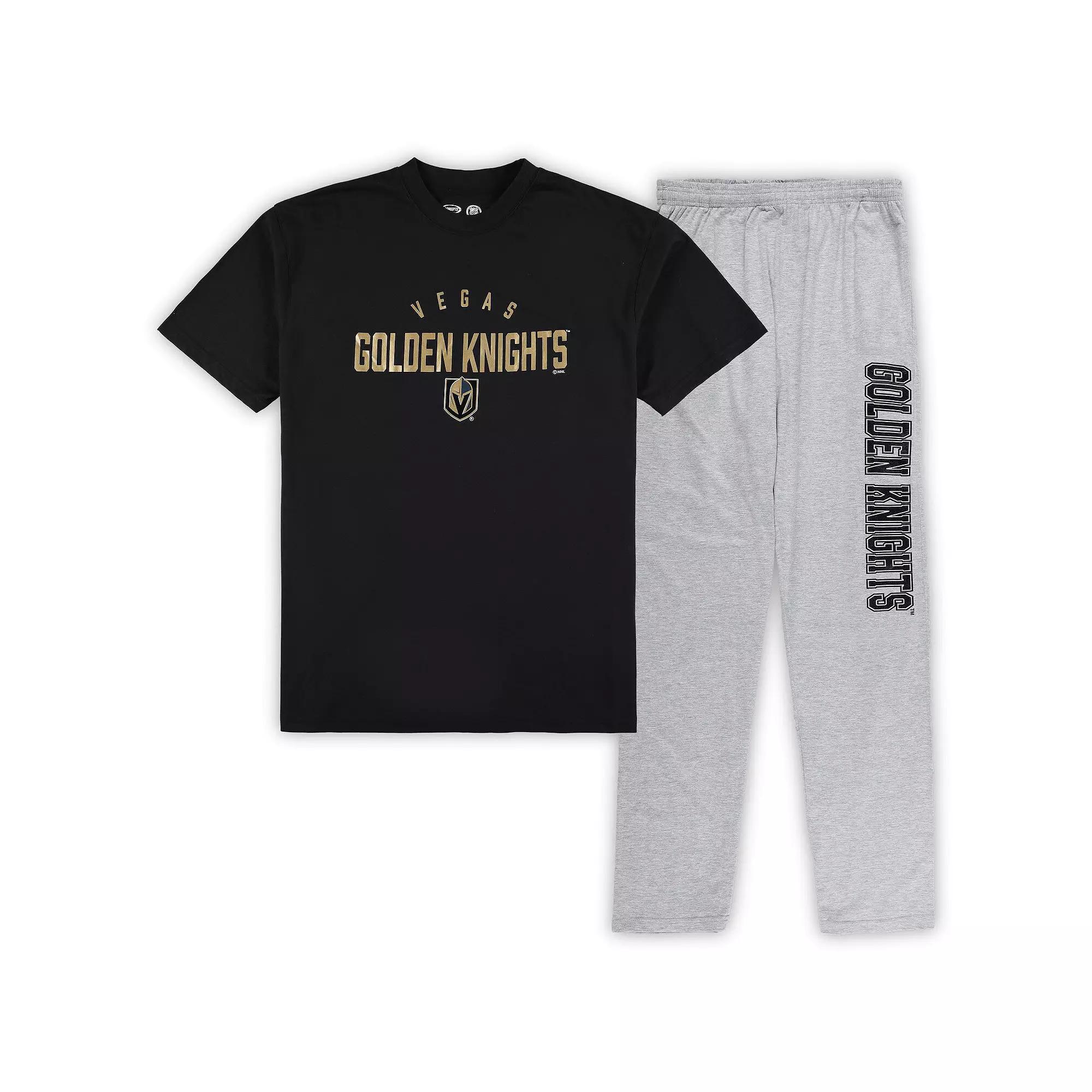 Men's Vegas Golden Knights Black/Heather Gray Big & Tall T-Shirt & Pants Lounge Set, Size: 3XB, Lvk Black Product Image