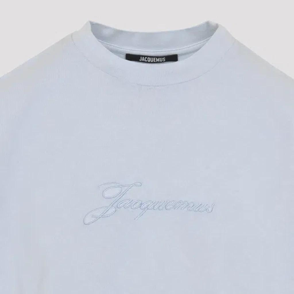 JACQUEMUS Mens Blue Pigmento Log-embroidered Cotton T-shirt Xl Product Image