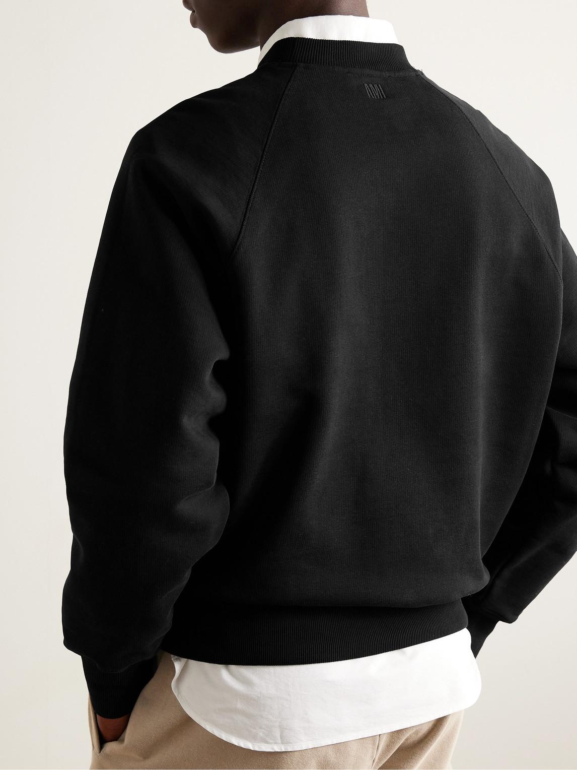 AMI ALEXANDRE MATTIUSSI Ami Classic Black Sweater With Round Neckline And Emblem Detail Product Image