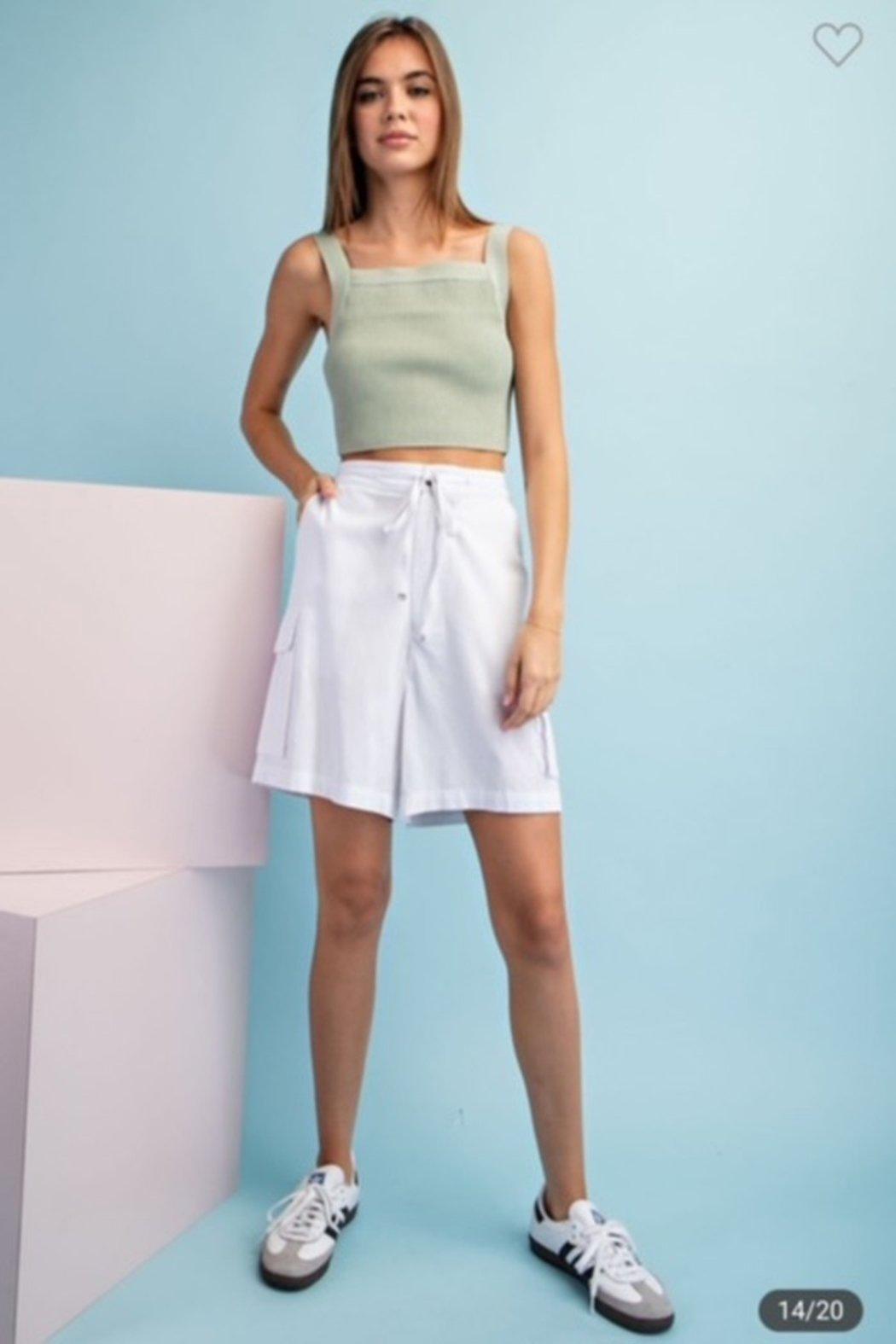 White Cargo Shorts Product Image