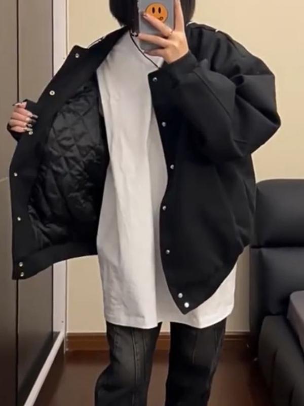 Street Spider Embroidery Varsity Jacket Product Image