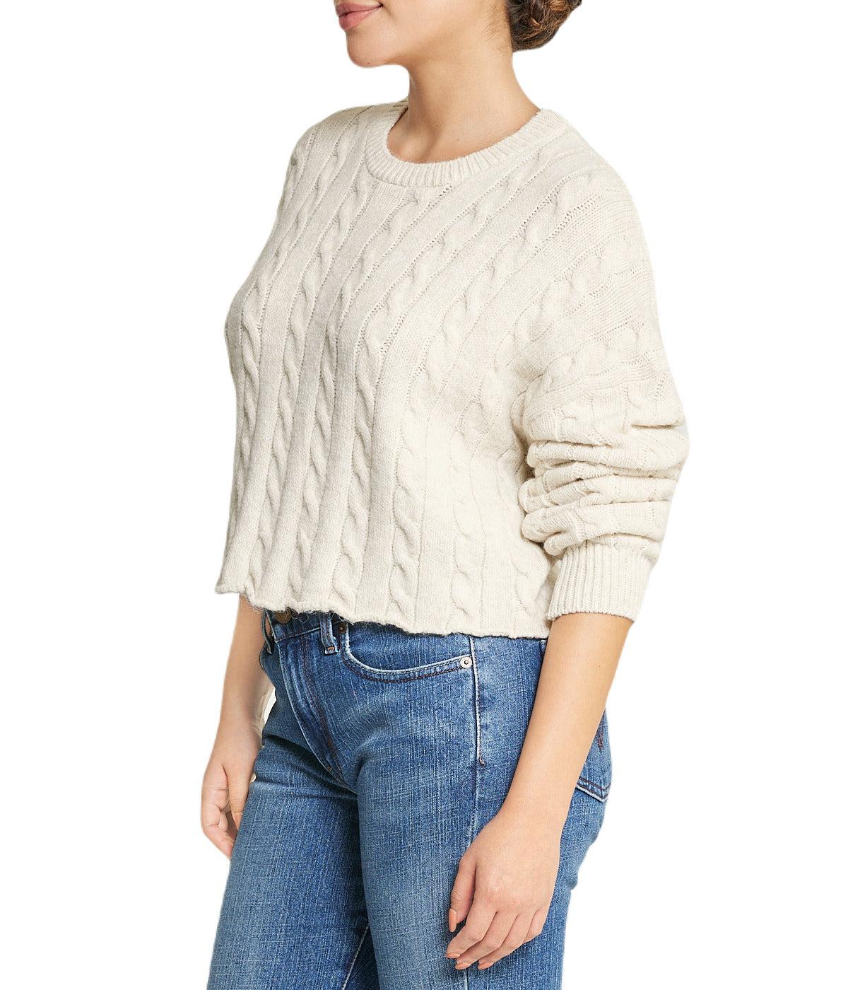 Cropped Boxy Cable Knit Sweater Product Image