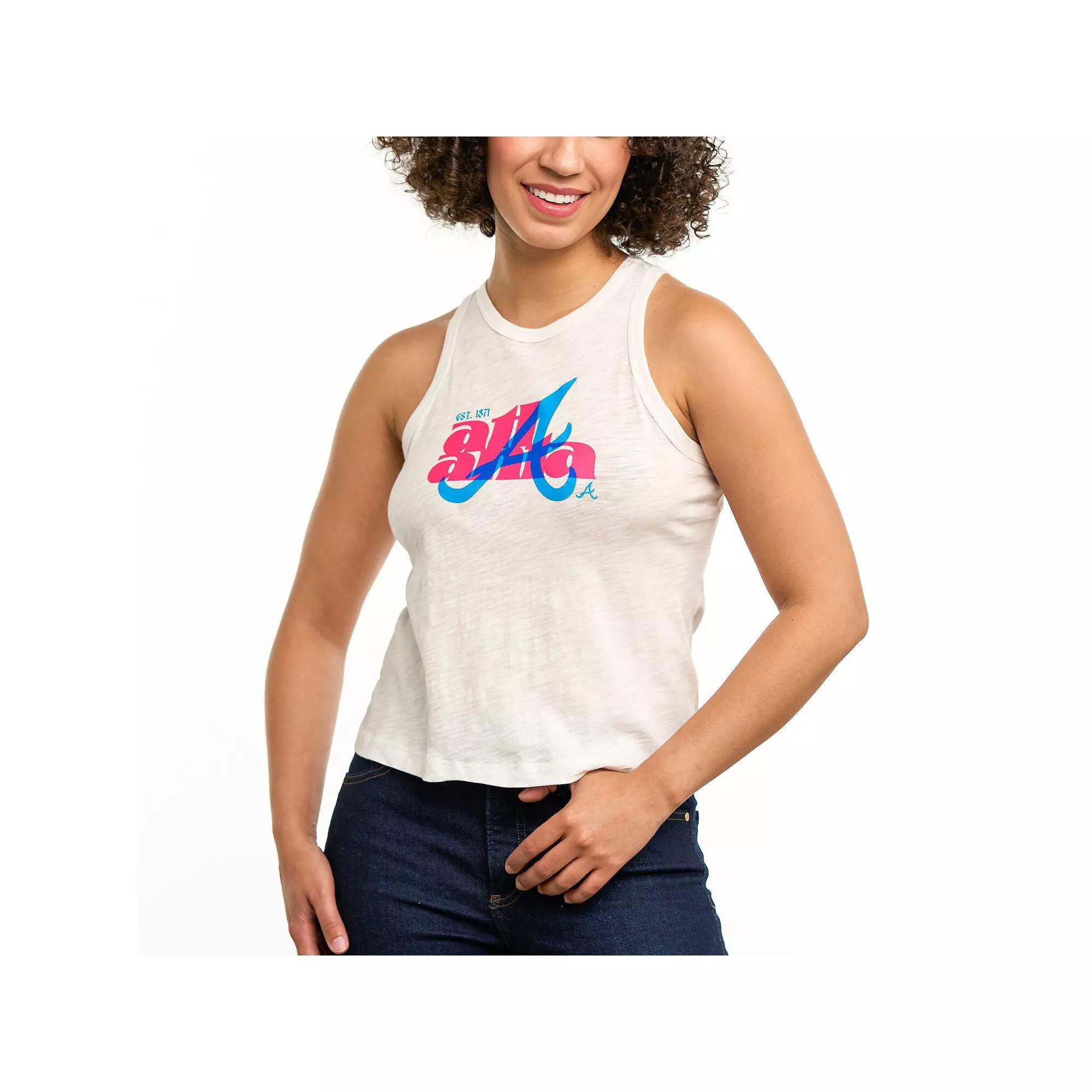 Women's Lusso White Atlanta Braves Lourdes Tank Top,  Product Image